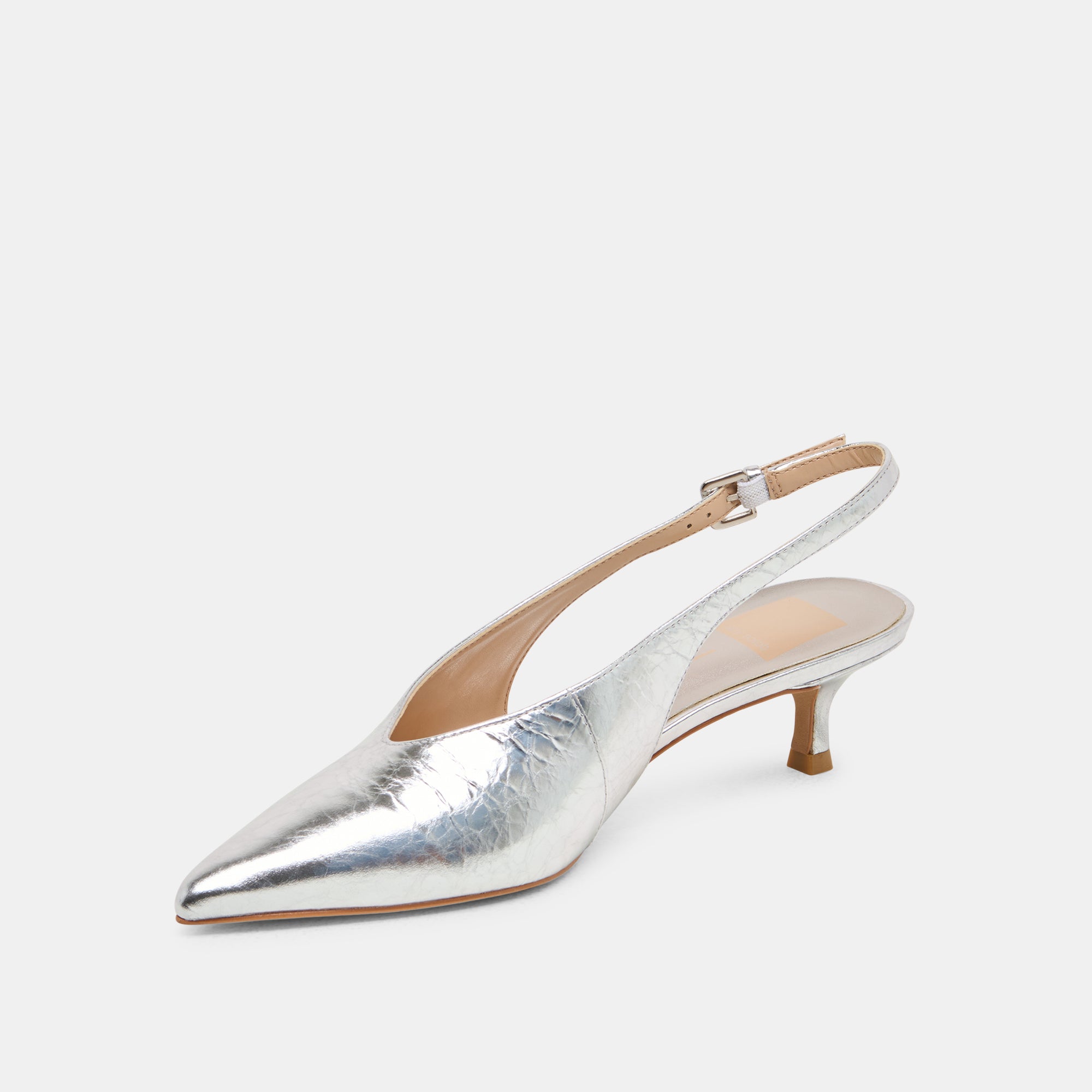 ALENNA Women's Silver Distressed Leather Heels - Stylish High Heels for Parties, Weddings & Evening Events