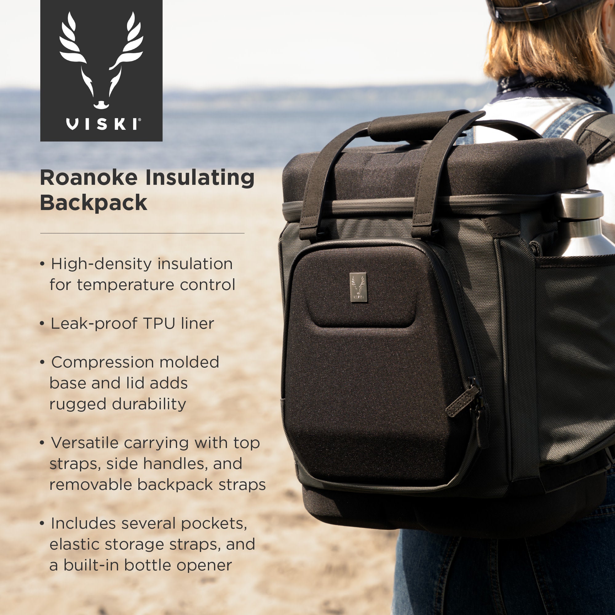 Roanoke Insulating Backpack - Black | Thermal Lunch Cooler for Work, School & Outdoor Adventures | Perfect for Hiking, Picnics & Commuting