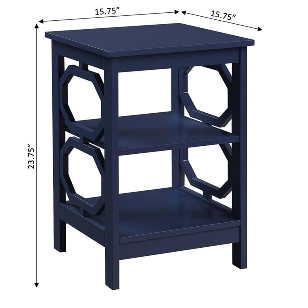 Home Square Omega End Table Set of 2 - Cobalt Blue Wood Finish Nightstand for Living Room, Bedroom & Office | Modern Side Table with Storage Shelf