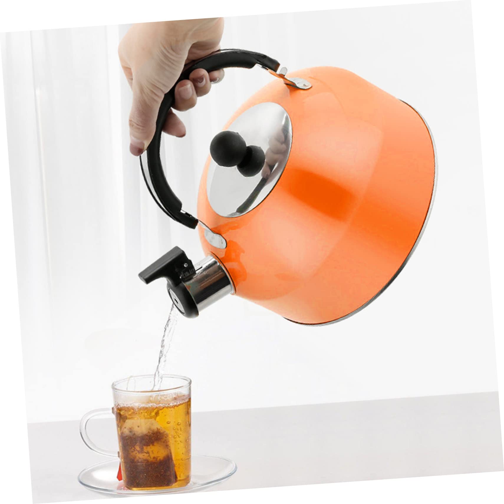 Hemoton 2.5L Stainless Steel Whistling Tea Kettle - Stovetop Safe Flat Bottom Teapot for Coffee & Tea Brewing - Perfect for Home, Office & Camping Use