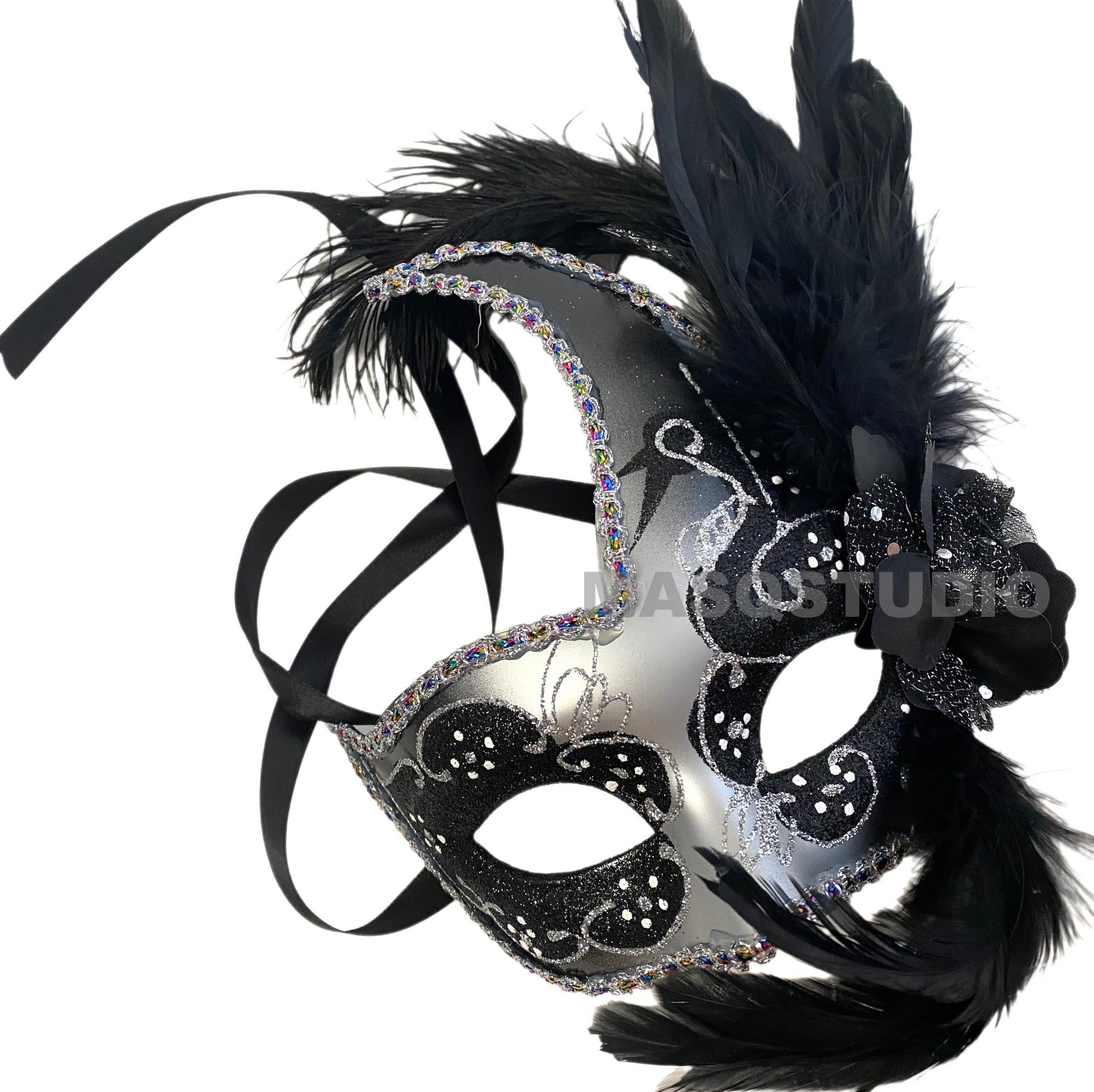 MasqStudio Elegant Brocade Lace Masquerade Mask for Mardi Gras, Prom, Wedding & Costume Parties - Venetian Ball Mask for Halloween, Burlesque Shows & Formal Events