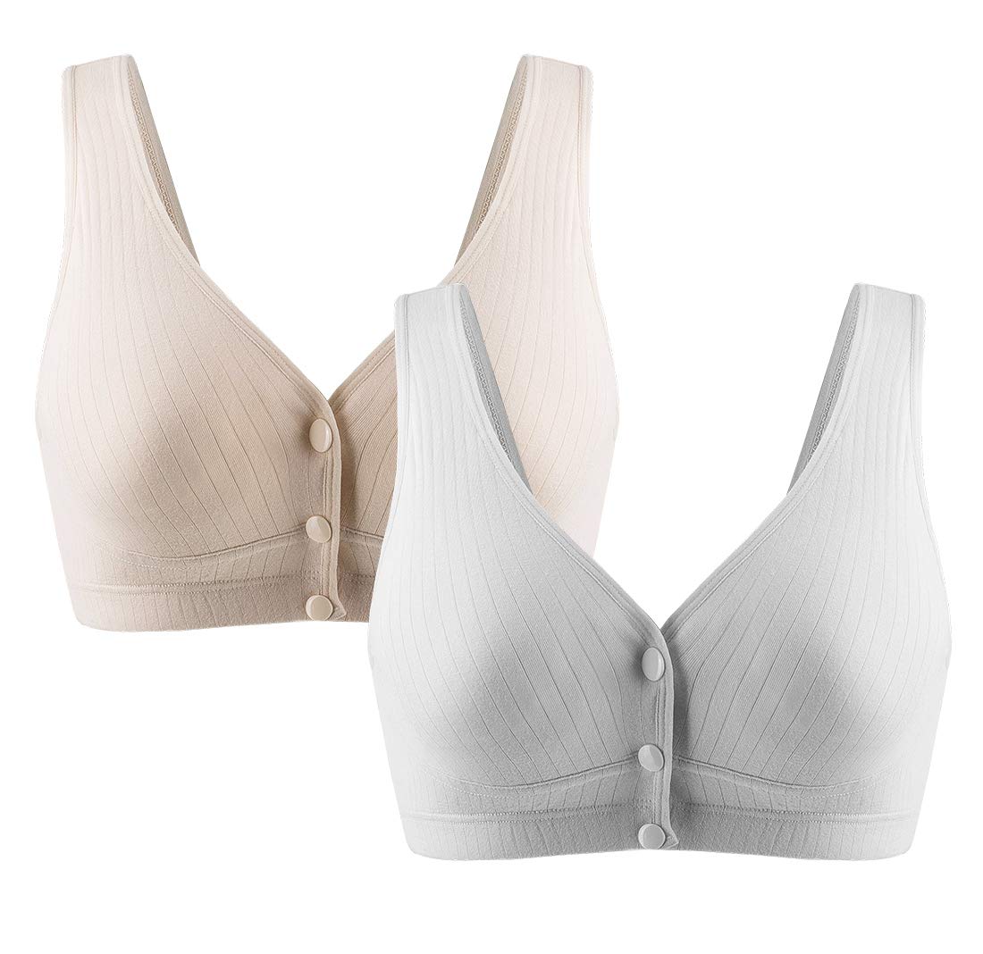 FEOYA Maternity Nursing Bra for Women - Wireless Breastfeeding Bra with Front Clasp | Comfortable Pregnancy & Nursing Support for Daily Wear & Nighttime Use