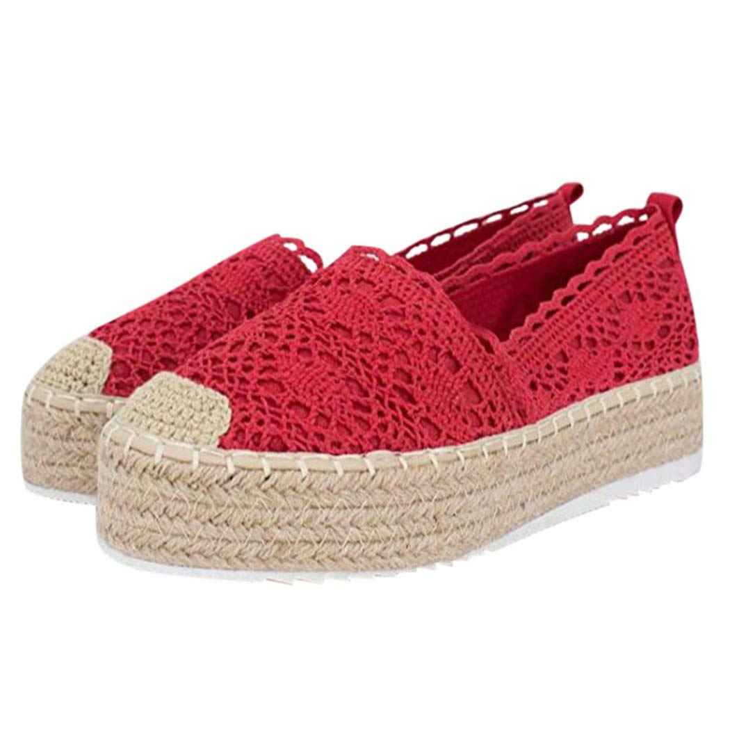 CYBLING Women's Espadrille Platform Loafers - Breathable Hollow Out Round Toe Moccasin Sneakers for Walking, Casual & Summer Outfits | Comfortable Slip-On Flat Shoes for Daily Wear, Office & Travel