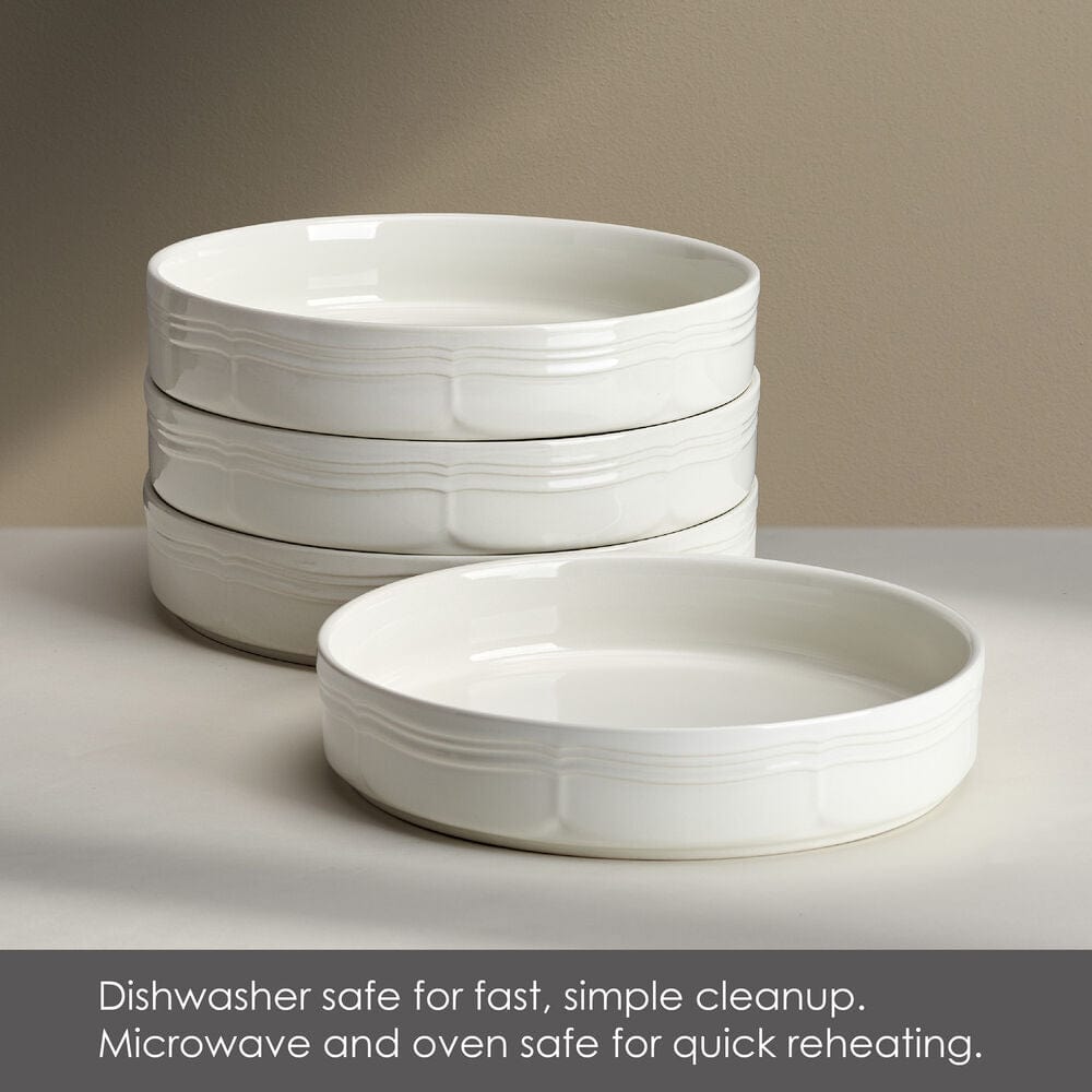 French Countryside® Limited Edition Set of 4 Stackable Pasta Bowls - Ceramic Dinnerware for Pasta, Salad & Soup - Perfect for Family Dinners, Entertaining & Rustic Kitchen Decor