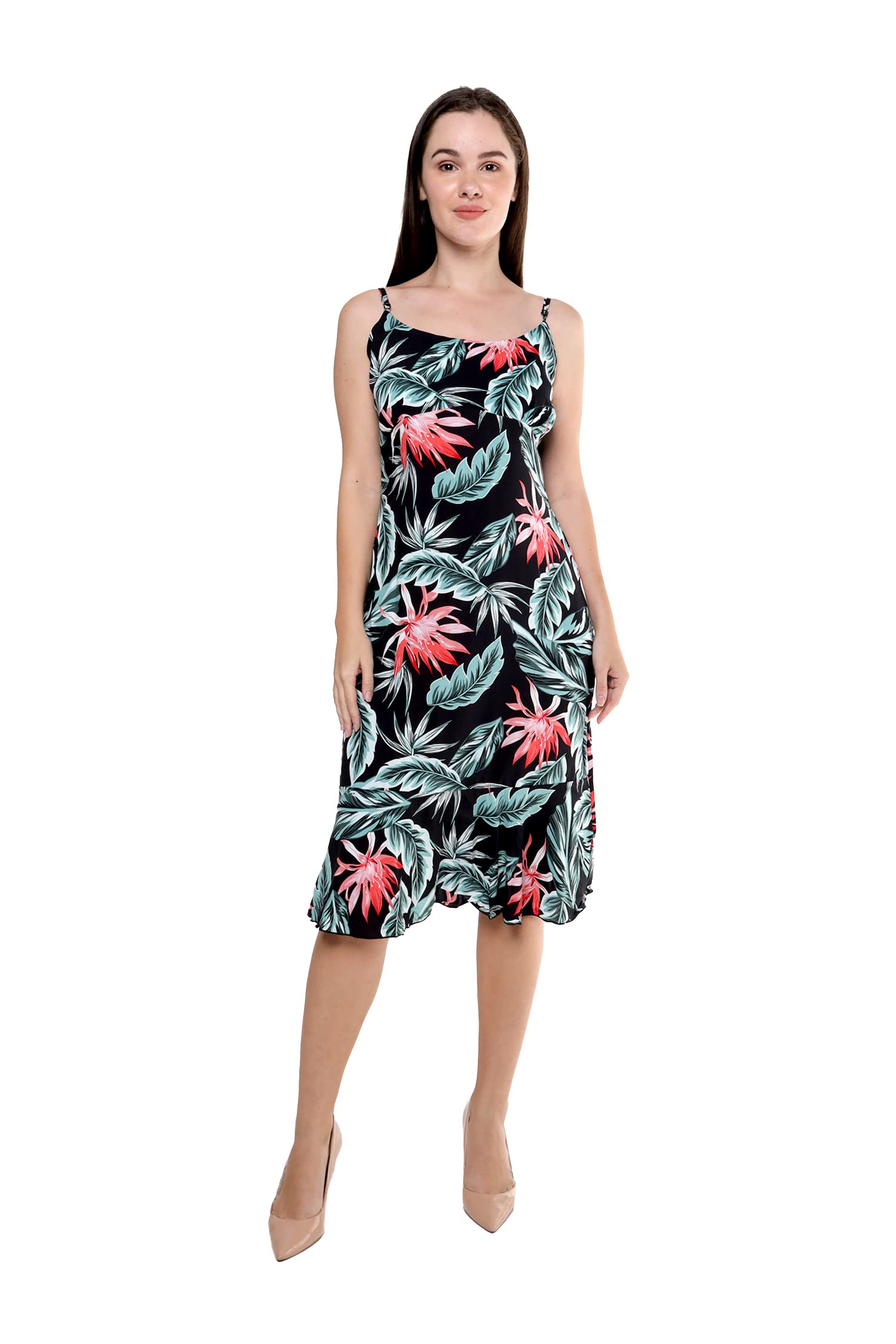 Hawaiian Mermaid Ruffle Dress for Women - Floral Lotus & Orchid Print - Beach Party, Vacation, Summer Outfit