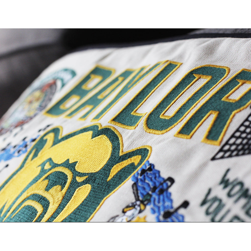Baylor University Embroidered Throw Pillow Cover - Collegiate Home Decor for Dorm, Bedroom & Office - Cat Studio Design