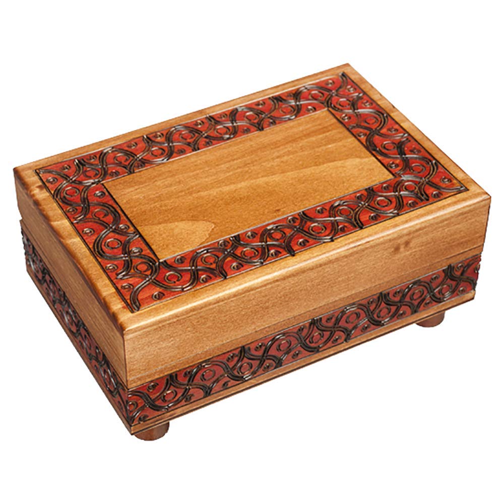 Handmade Wooden Jewelry Box with Secret Opening - Unique Waved Design Trick Box for Keepsakes & Gifts - Perfect for Surprise Proposals, Anniversary Gifts & Treasure Storage