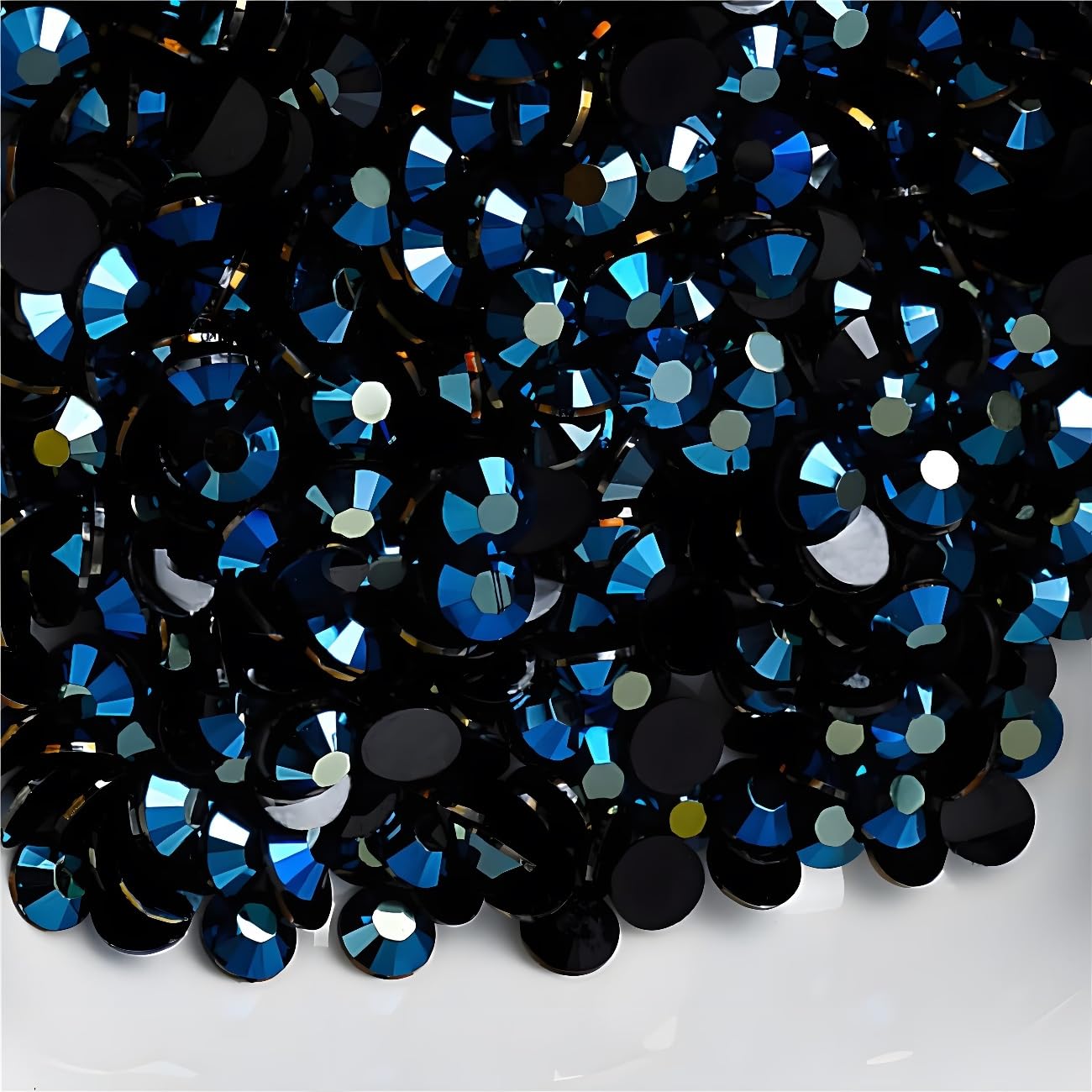1250Pcs SS20 5mm AB Crystal Flatback Rhinestones - Round Glitter Gems for Nail Art, DIY Crafts, Bags, Clothes & Shoes (Black Ink-Blue AB) | Perfect for Costume Jewelry, Wedding Decor & Scrapbooking Projects