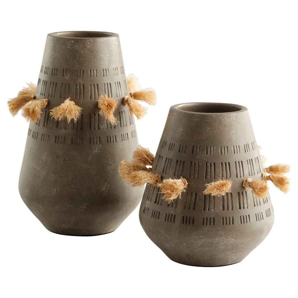 Cyan Design 11588 Retting Vase - Taupe Grey Small Ceramic Home Decor for Living Room, Bedroom & Office Centerpiece