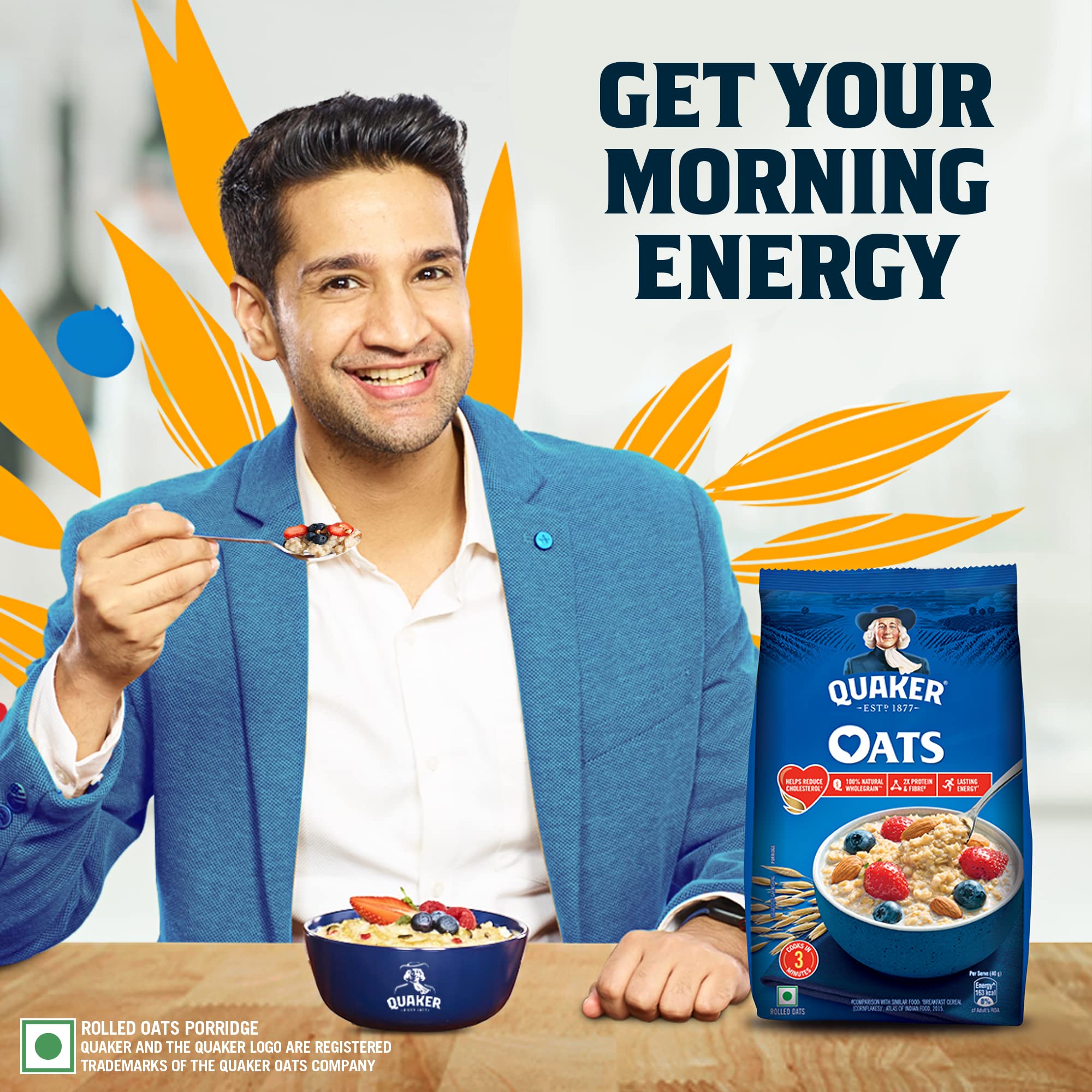 Quaker Oats 1kg - 100% Natural Rolled Whole Grain Oats | High Fiber Nutritious Breakfast Cereal | Quick Cook Oatmeal for Healthy Porridge, Smoothies & Baking | Perfect for Busy Mornings & Meal Prep