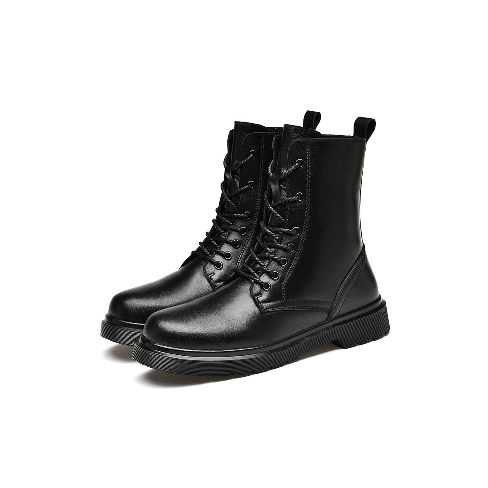 GYLazhuzizMX Men's Leather Martin Boots - High Top Fashion Ankle Boots for Men & Women | Warm Winter Military Style Shoes | Black Size 10 | Perfect for Casual Wear, Outdoor Activities & Cold Weather