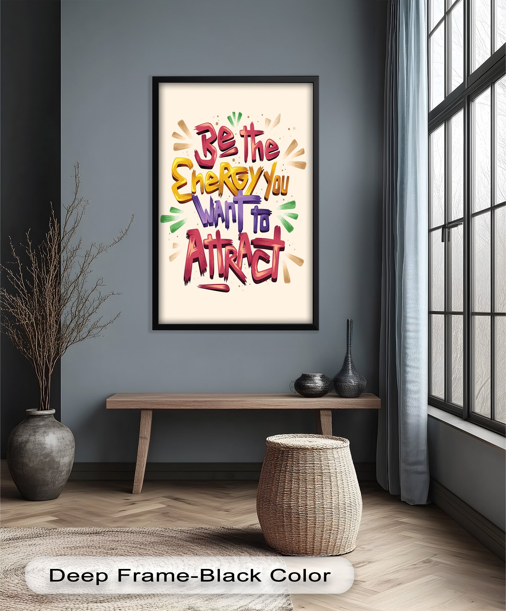 Inspirational Oil Painting - Be the Energy You Want to Attract - Motivational Wall Art for Home, Office & Meditation Space