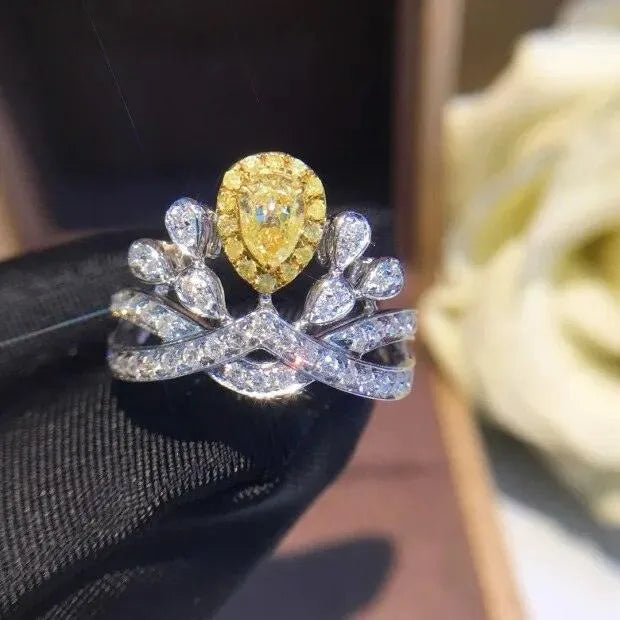 18K Gold Natural Diamond Ring - Elegant Gemstone Engagement Ring for Women, Classic & Trendy Fine Jewelry (2023 New) - Perfect for Weddings, Anniversaries & Special Occasions