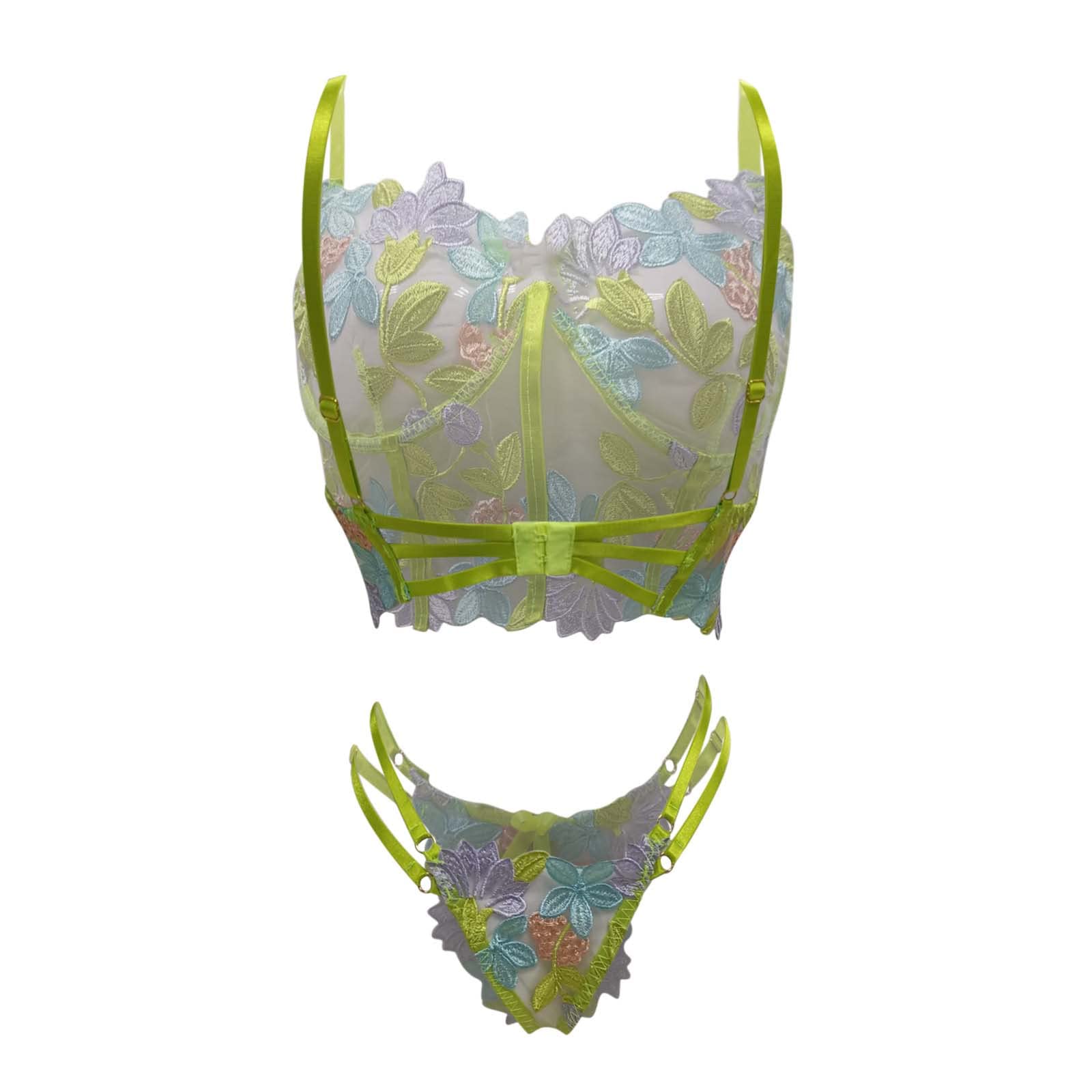 Sexy Floral Lace Lingerie Set - Sheer Mesh Bra & Panty Set for Women | Romantic Sleepwear, Bridal Underwear & Sensual Intimates for Special Occasions