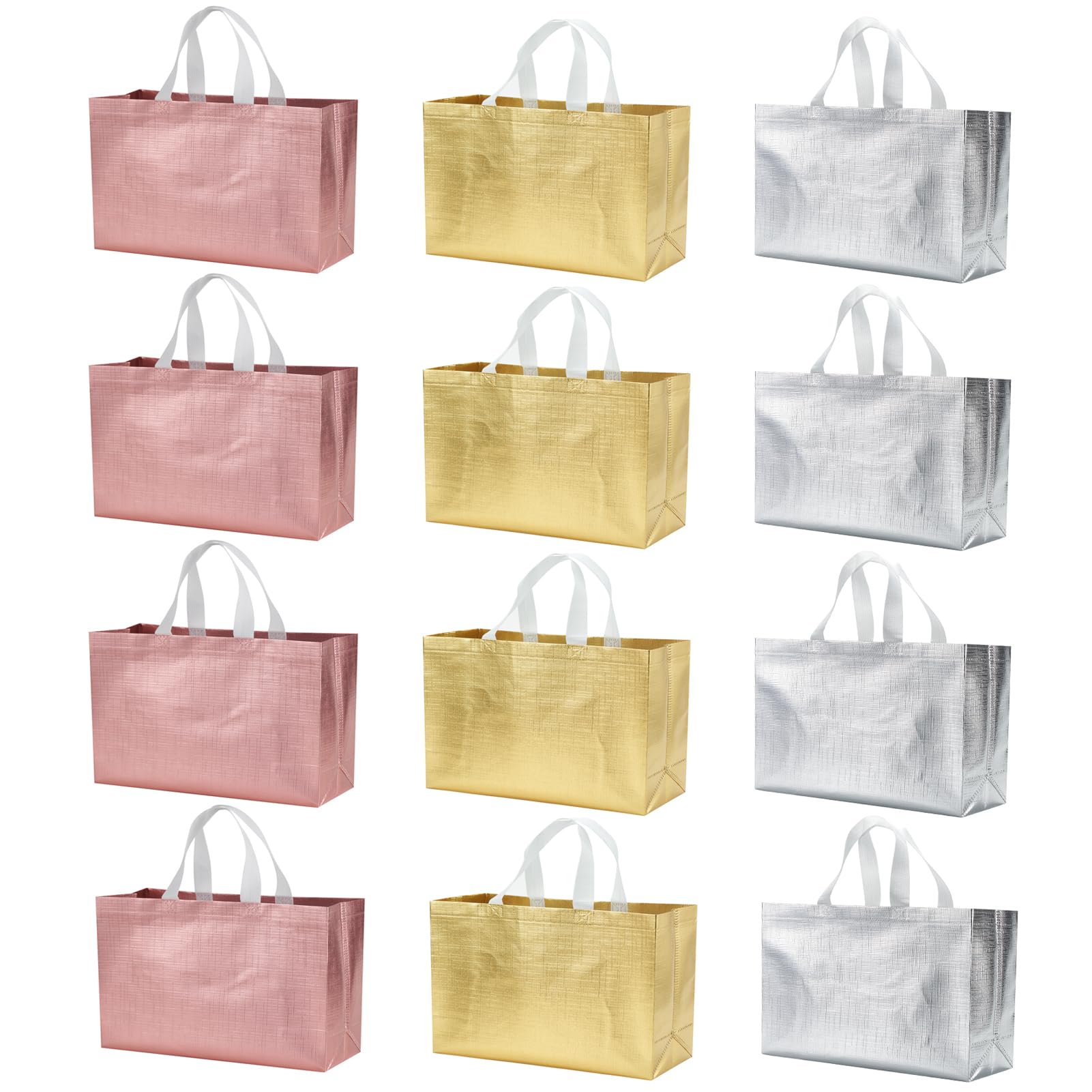 12 PCS 15.5x4.7x11 Inches Extra Large Reusable Gift Bags with Handles - Mix Color XL Party Favor Bags for Birthday, Wedding, Baby Shower & Holiday Gifts | Eco-Friendly Goodie Bags for Events & Celebrations