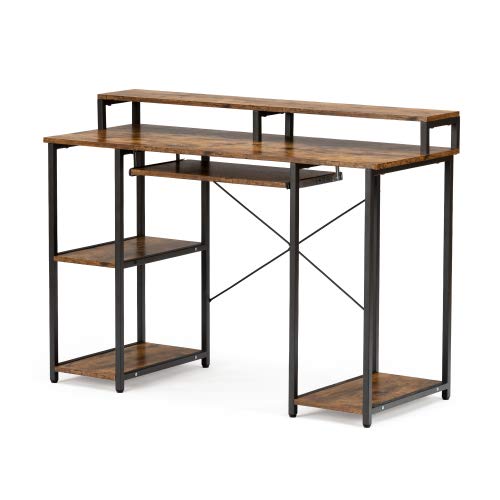 Ergonomic Computer Desk with Storage Shelves & Keyboard Tray - Home Office Workstation for Gaming, Study & Remote Work