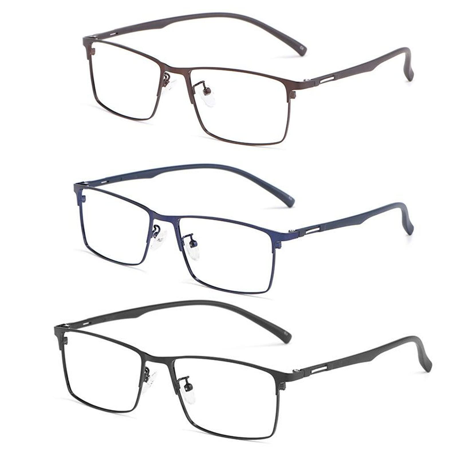 3 Pack Reading Glasses for Men - Comfortable Metal Frame Readers (+1.0 to +3.5 Strength) | Perfect for Reading, Crafts & Computer Work