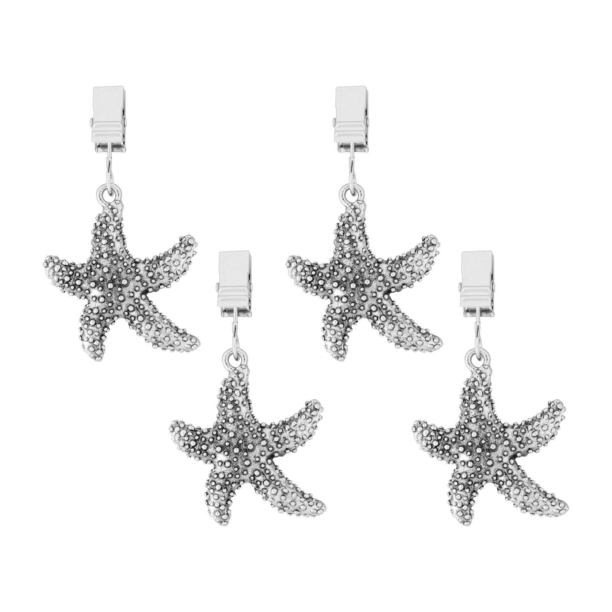 UPware Zinc Alloy Tablecloth Weights Set of 4 - Heavy Duty Table Cover Clips with Metal Hangers for Outdoor Picnics, BBQs, and Windy Days (Sea Star Design)