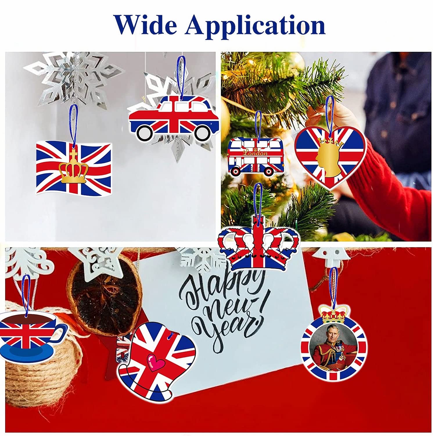 8Pcs Union Jack Coronation Hanging Ornaments - British Royal Party Decorations for King Charles III Coronation Souvenirs 2023 | Perfect for Home Decor, Christmas Tree, Garden & Royal Celebration Parties