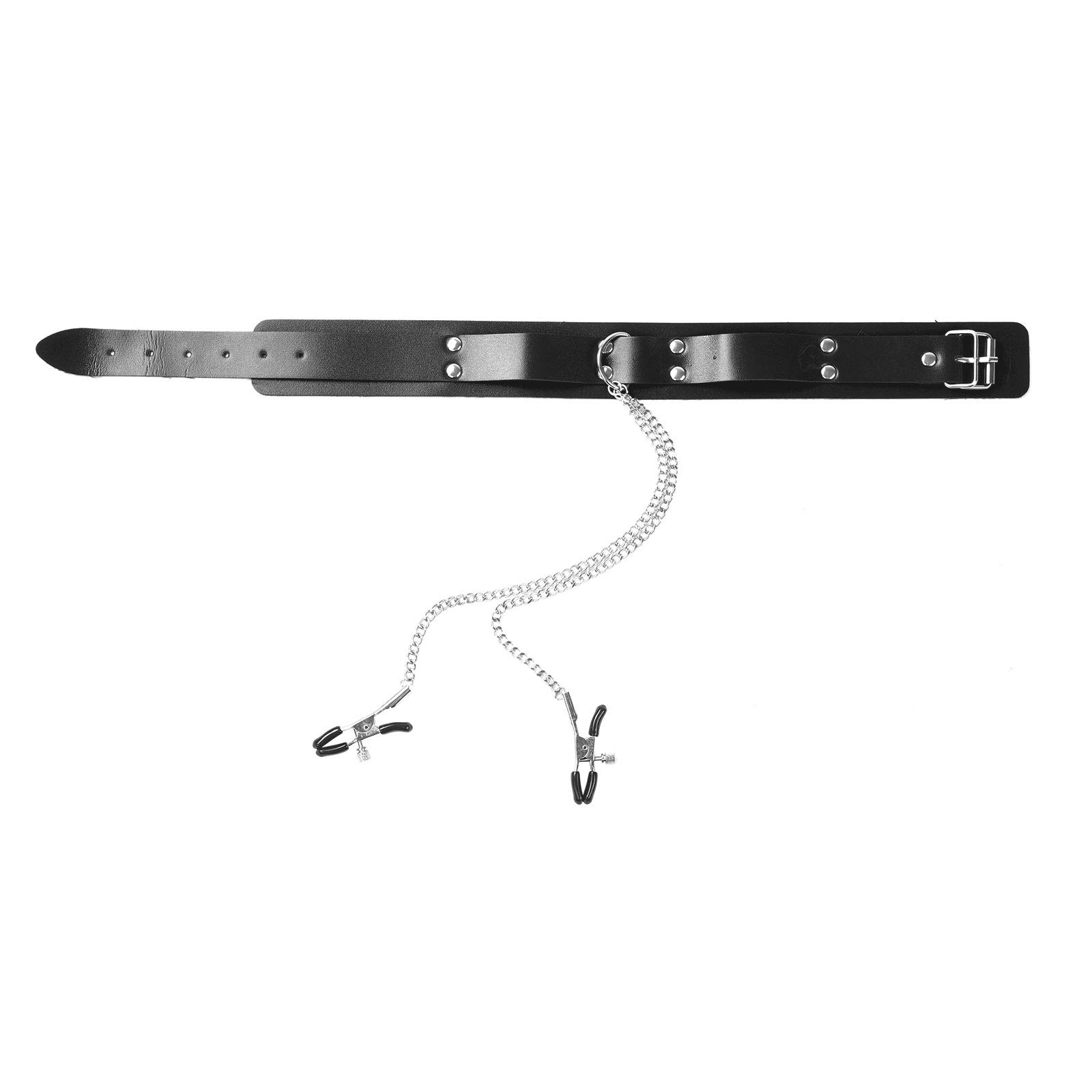 Adjustable Body Piercing Rings - Non-Piercing Shield Rings, Nipple Clamp & Breast Clamp Screw Clip On Body Jewelry - Black Choker One Size - Perfect for Adult Toys, Gothic Fashion & Alternative Lifestyle Accessories