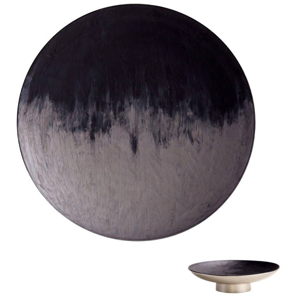 Cyan Design 10691 Dual Tone Plate - Matte Black Pearl Finish, Medium Size for Elegant Dining & Home Decor