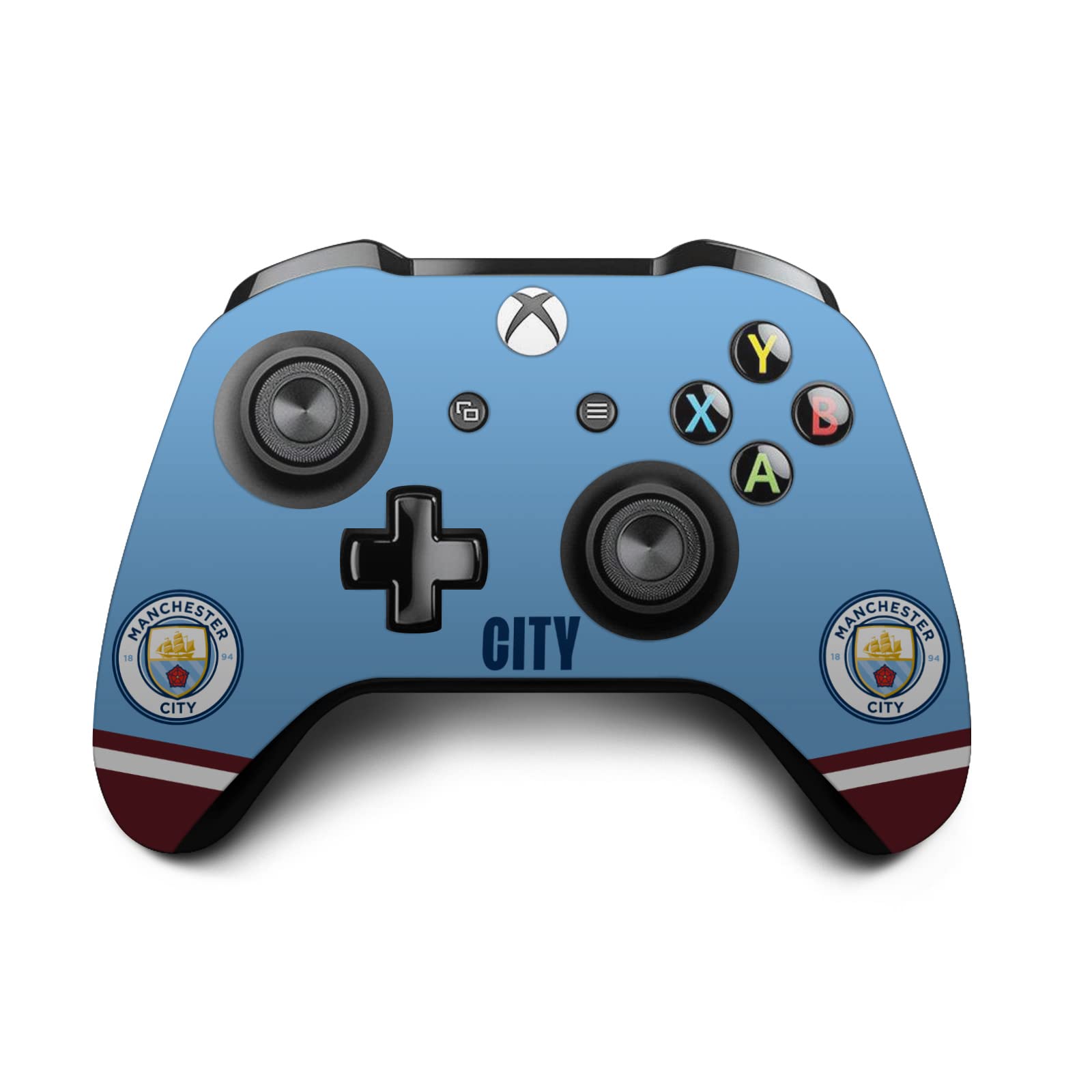 Official Manchester City FC 2022/23 Home Jersey Logo Vinyl Skin Gaming Sticker Decal - Compatible with Xbox One X Console & Controller Bundle - Perfect for Gamers and Football Fans