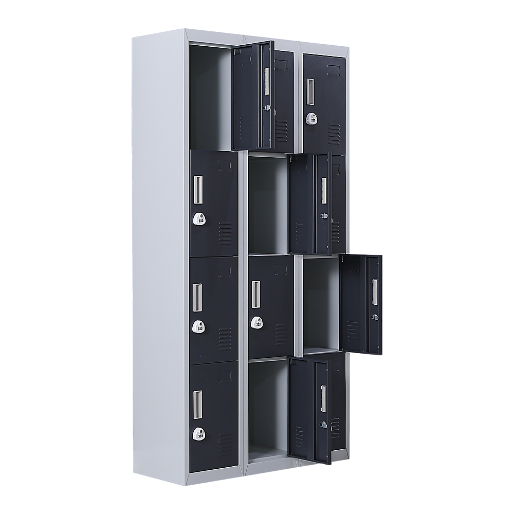 12-Door Locker with 3-Digit Combination Lock for Secure Storage - Perfect for Office, Gym, Shed, School & Home Organization