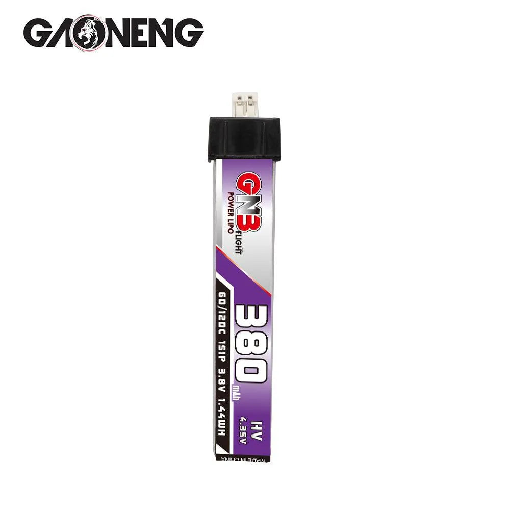 GNB/GAONENG 380mAh HV 1S Lipo Battery 60C/120C High Discharge 3.8V with PH 2.0 Connector for Tiny Whoop FPV Drones - Compatible with Blade Inductrix, Mobula6, BetaFPV (6-Pack) - Perfect for Racing, Freestyle & Indoor Flying