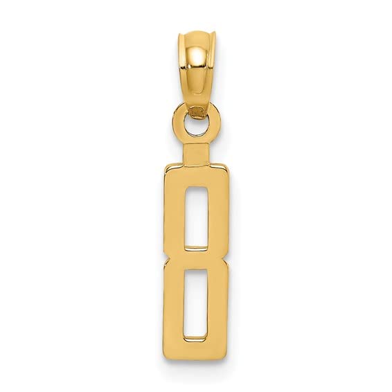 14K Yellow Gold Birthday Milestone Charm Pendant - Number 8 Block Style Jewelry for Women | Perfect for Anniversaries, Graduation Gifts & Special Occasions