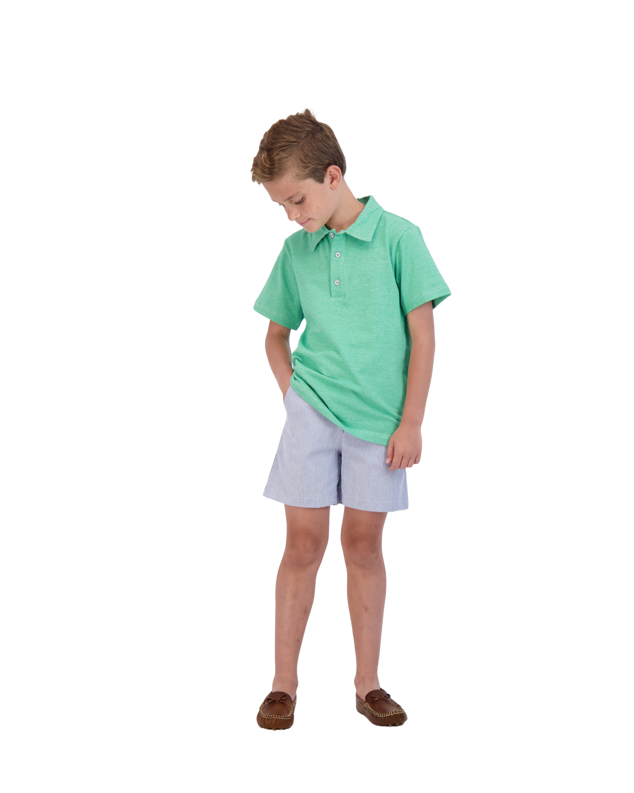 Alex Boys Flat Front Shorts - Navy Seersucker Stripe Casual Summer Shorts for Kids | Perfect for Beach, Playdates & Outdoor Activities