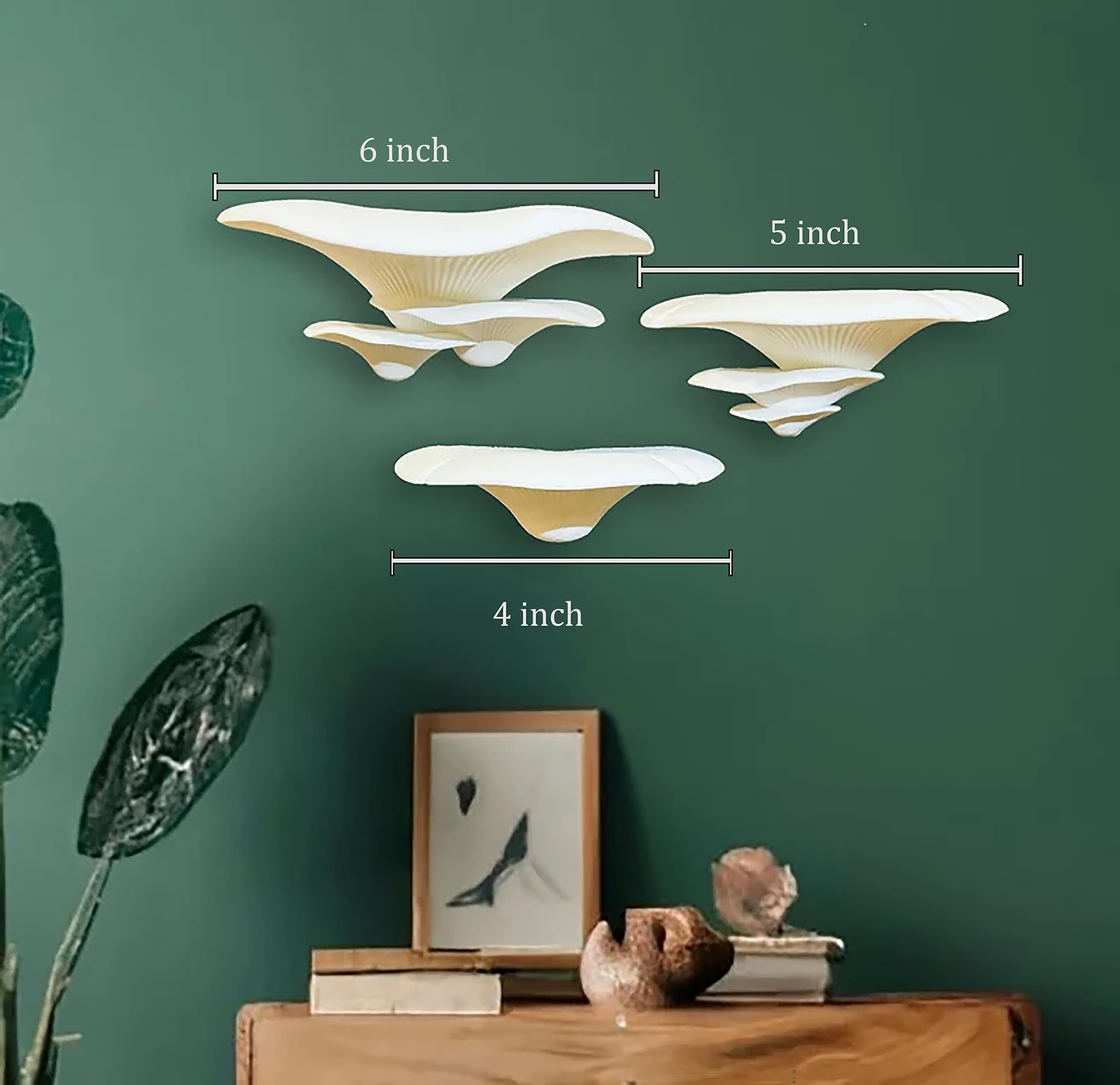 Set of 3 Floating Mushroom Shelves - Boho Style Wall Mounted Plant Hangers for Living Room, Bedroom, Kitchen & Nursery - Perfect for Small Space Decor and Indoor Plant Display