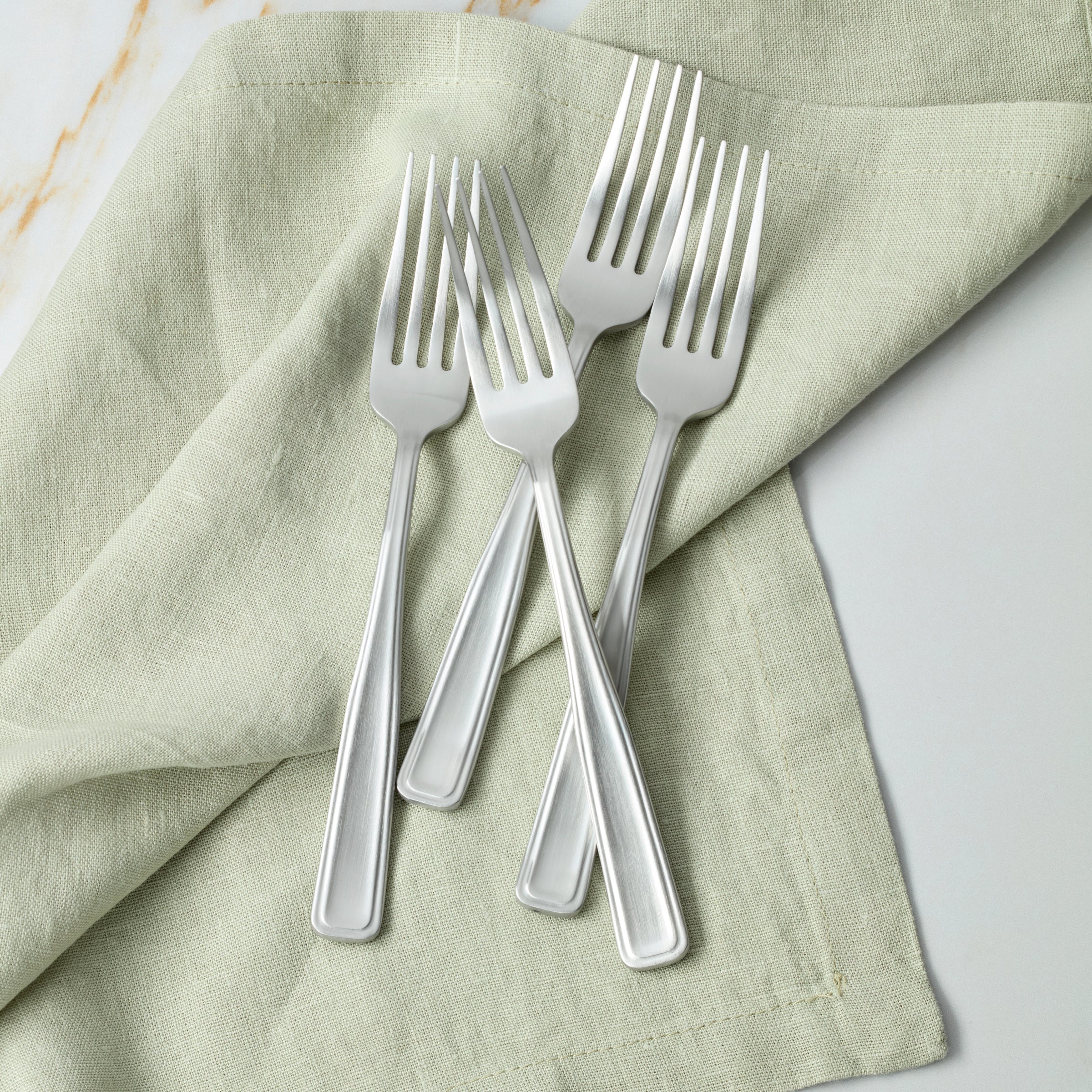 Reid Satin Dinner Fork Set of 4 - Premium Stainless Steel Flatware for Formal Dining, Wedding & Holiday Entertaining