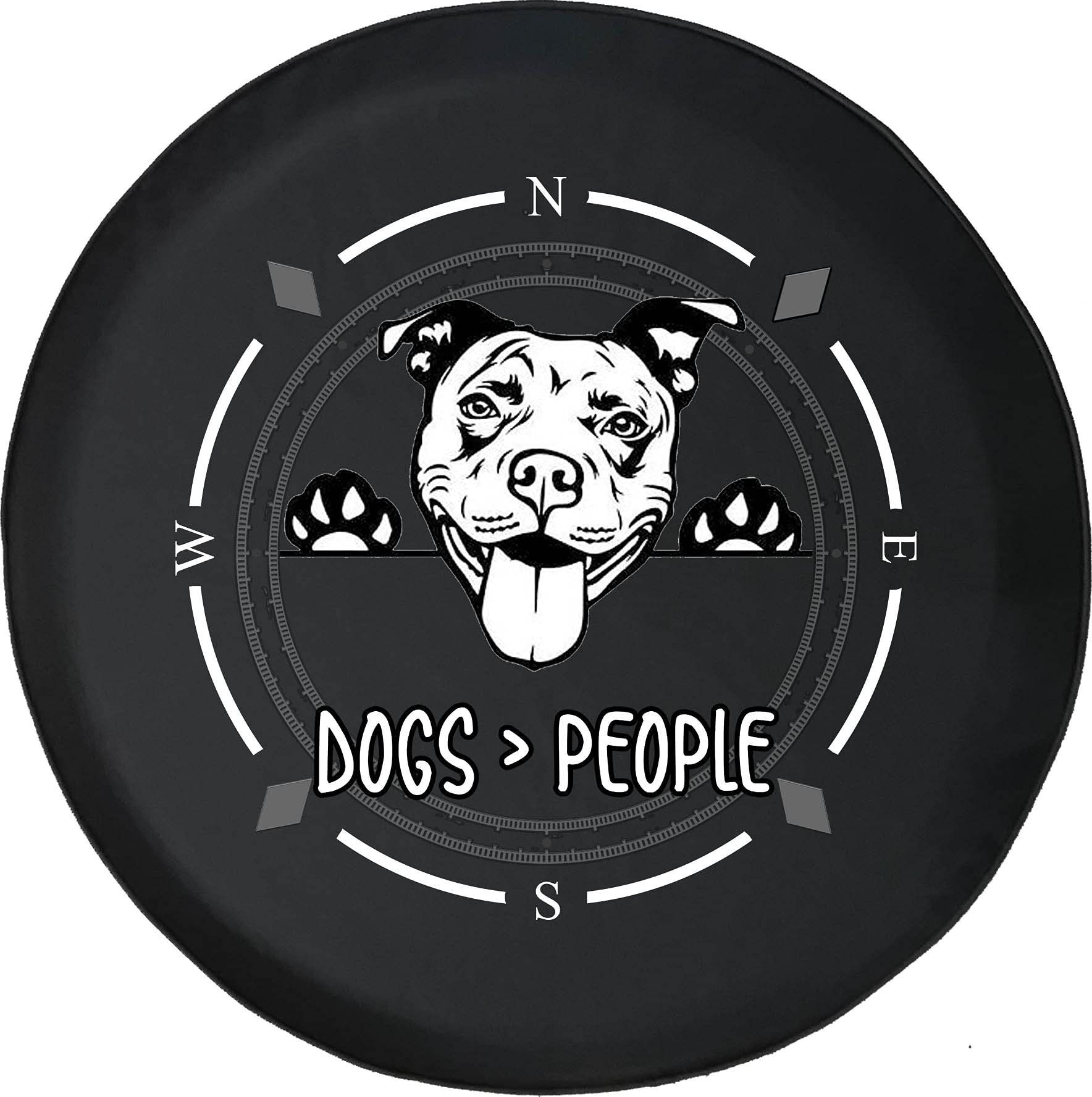 American Unlimited Spare Tire Cover with Compass & Cute Pitbull Paws Design - Durable SUV, Trailer, RV Wheel Cover for Outdoor Adventures & Road Trips