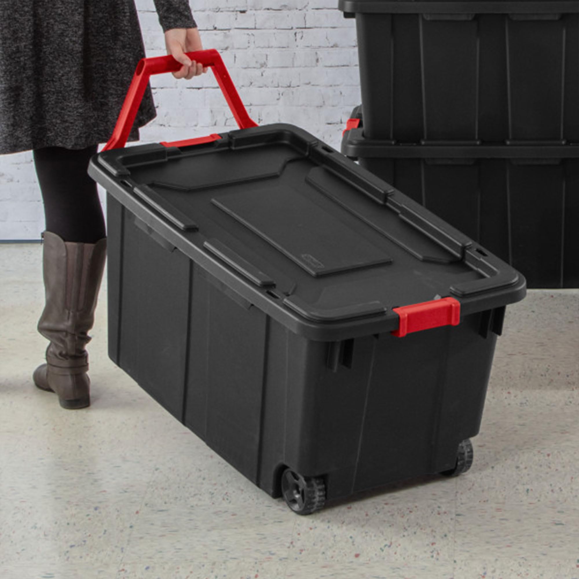 Sterilite 8-Pack 40 Gallon Storage Bins with Lids & Wheels - Heavy Duty Plastic Organizer Containers for Home, Garage, Office & Closet Organization