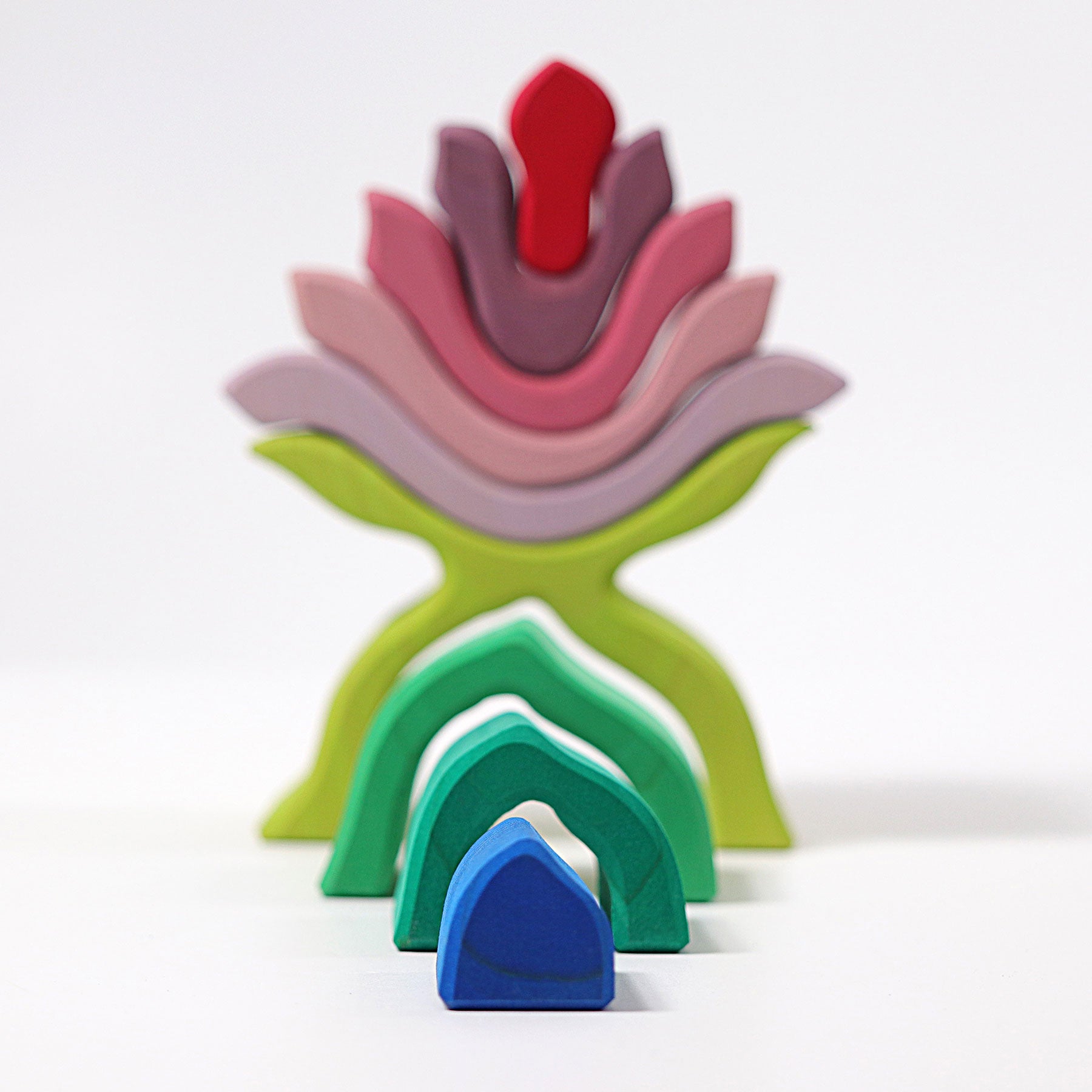 Grimm's Wooden Flower Stacking Toy - Montessori Educational Stacker for Toddlers - Perfect for Early Learning, Sensory Play & Home Decor