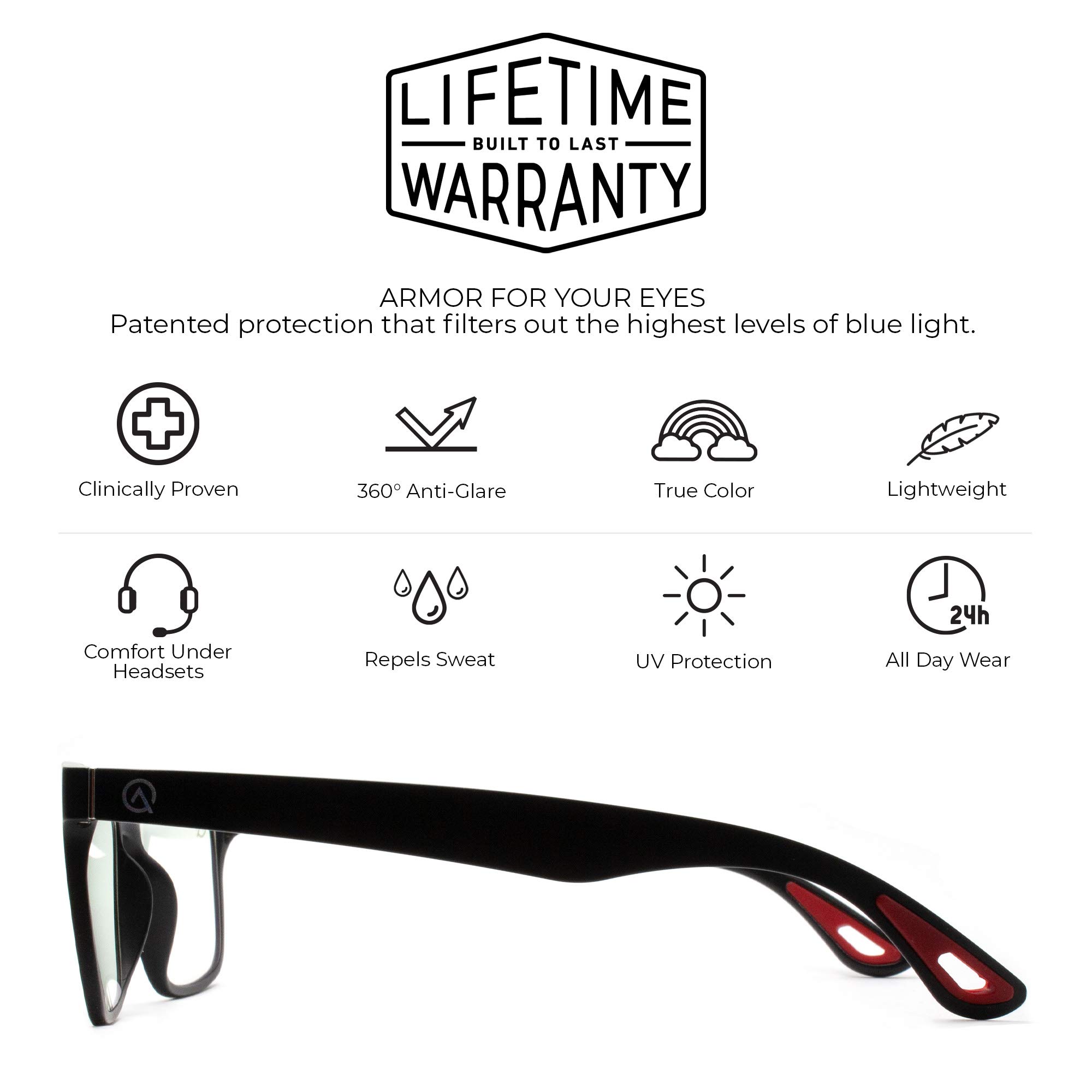Gamer Advantage Blue Light Blocking Glasses - Lightweight & Stylish Gaming Eyewear with Anti-Blue Light Technology (Inferno Red) - Reduce Eye Strain for Gaming, Work & Screen Time