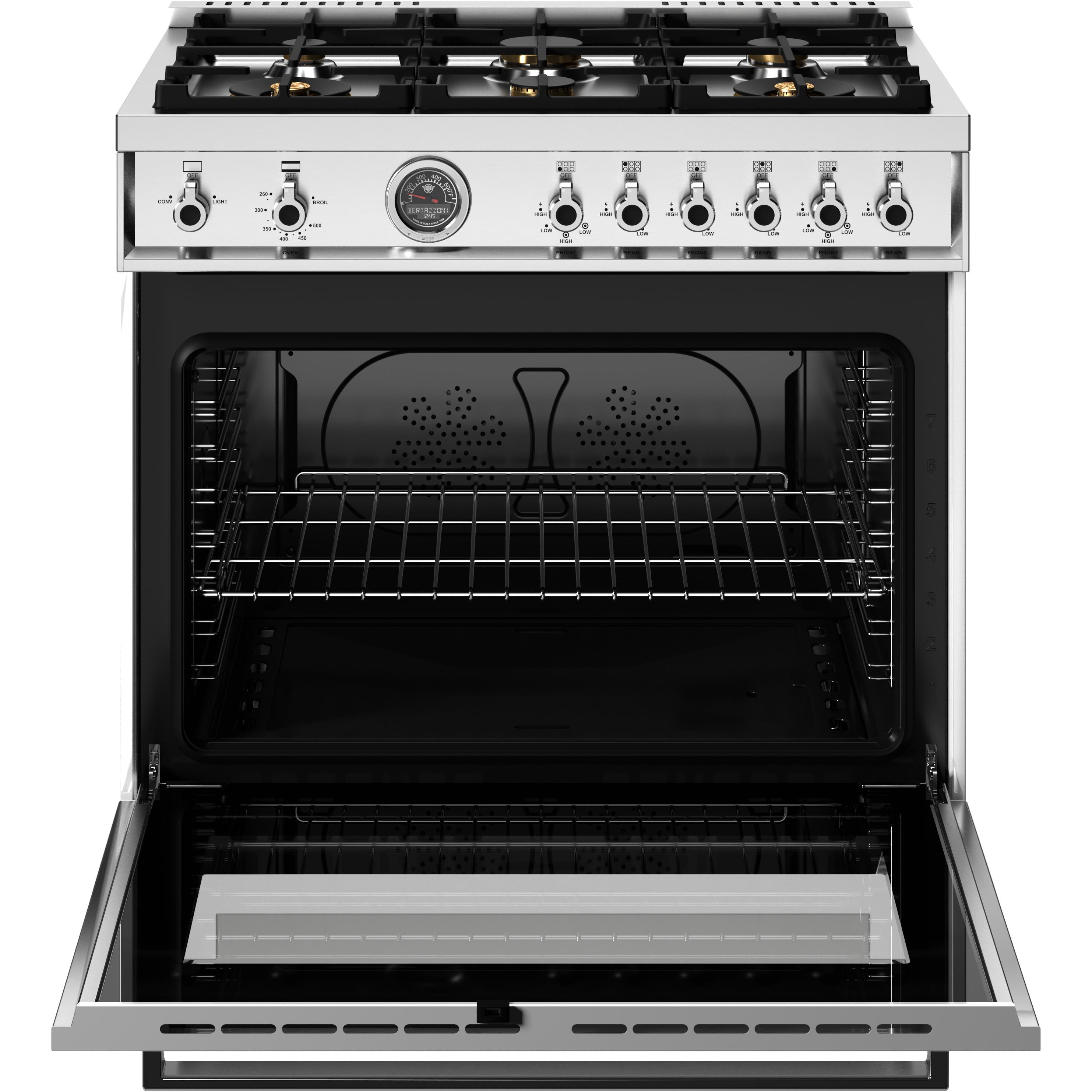 Bertazzoni PRO366BCFGMBIT 36-Inch Freestanding Gas Range - Professional Series, 6 Burners, Convection Oven - Perfect for Home Chefs & Modern Kitchens