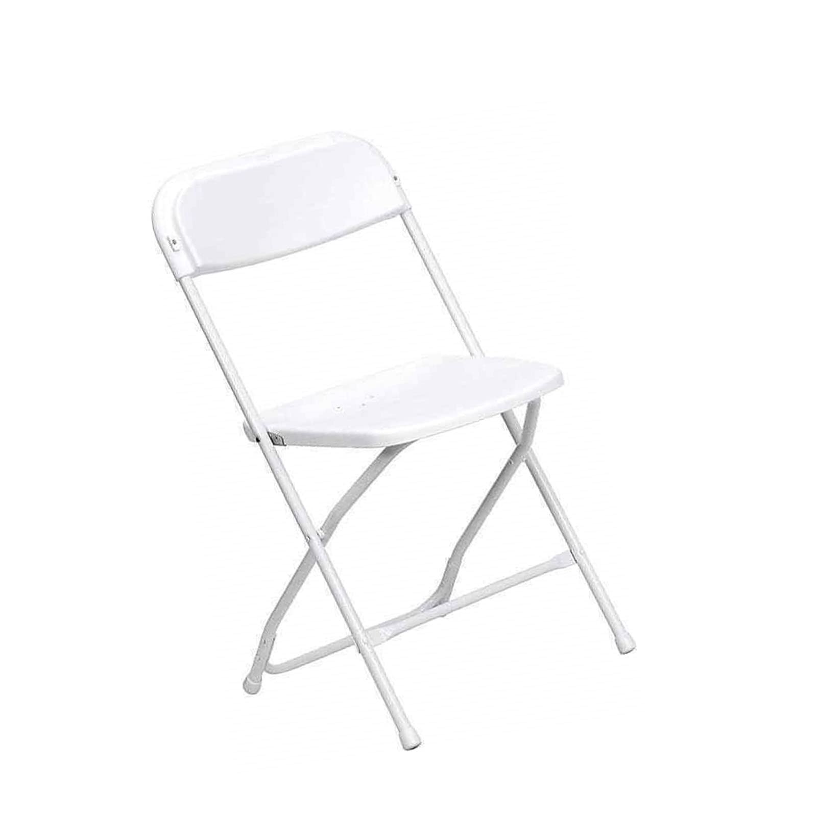 BiYeer 4-Pack White Plastic Folding Chairs with Padded Seat - Lightweight Armless Camping Chairs for Outdoor, Picnic, Beach, and Patio Use