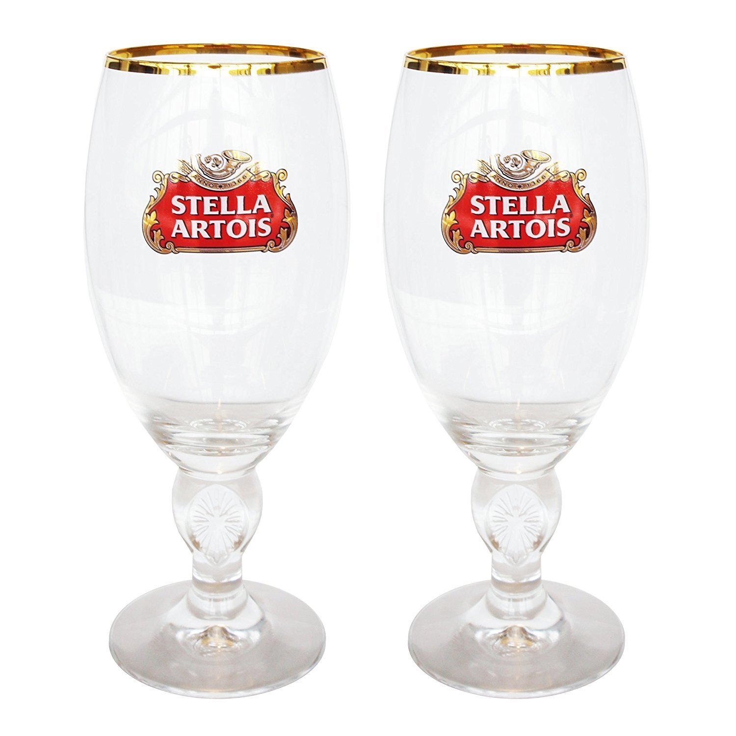 Premium Stella Artois 40 Cl Beer Glasses Set of 2 - Authentic Chalice Style for Belgian Ales & Lagers - Perfect for Home Bars, Parties & Gifts