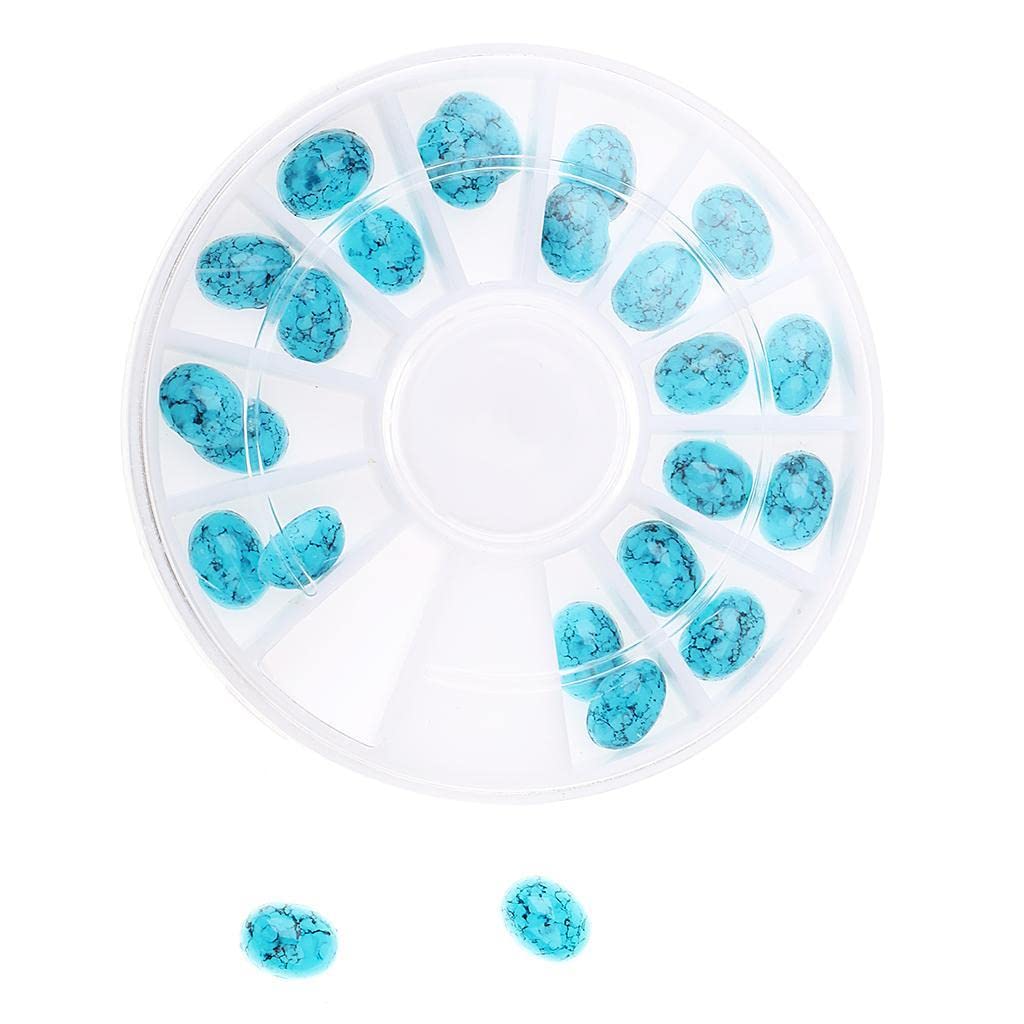 3D Nail Art Stickers - DIY Glitter Decals for Nails | Oval Diamond Shaped Blue Rhinestones | Perfect for Manicures, Nail Extensions & Salon Designs