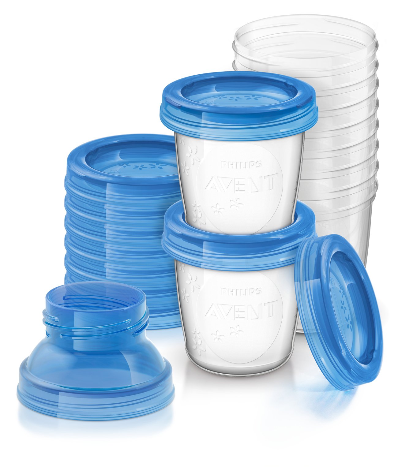 Philips AVENT Breast Milk Storage Cups and Lids - 10 Pack of 6oz BPA-Free Baby Bottles for Breastfeeding Moms | Perfect for Pumping, Storing, and Feeding on the Go