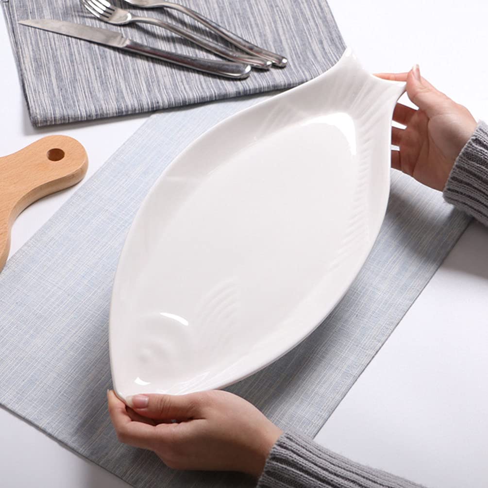 Cabilock White Ceramic Oval Serving Platter - Elegant Appetizer Tray for Sushi, Cheese & Desserts | Perfect for Dinner Parties, Kitchen Storage & Home Entertaining