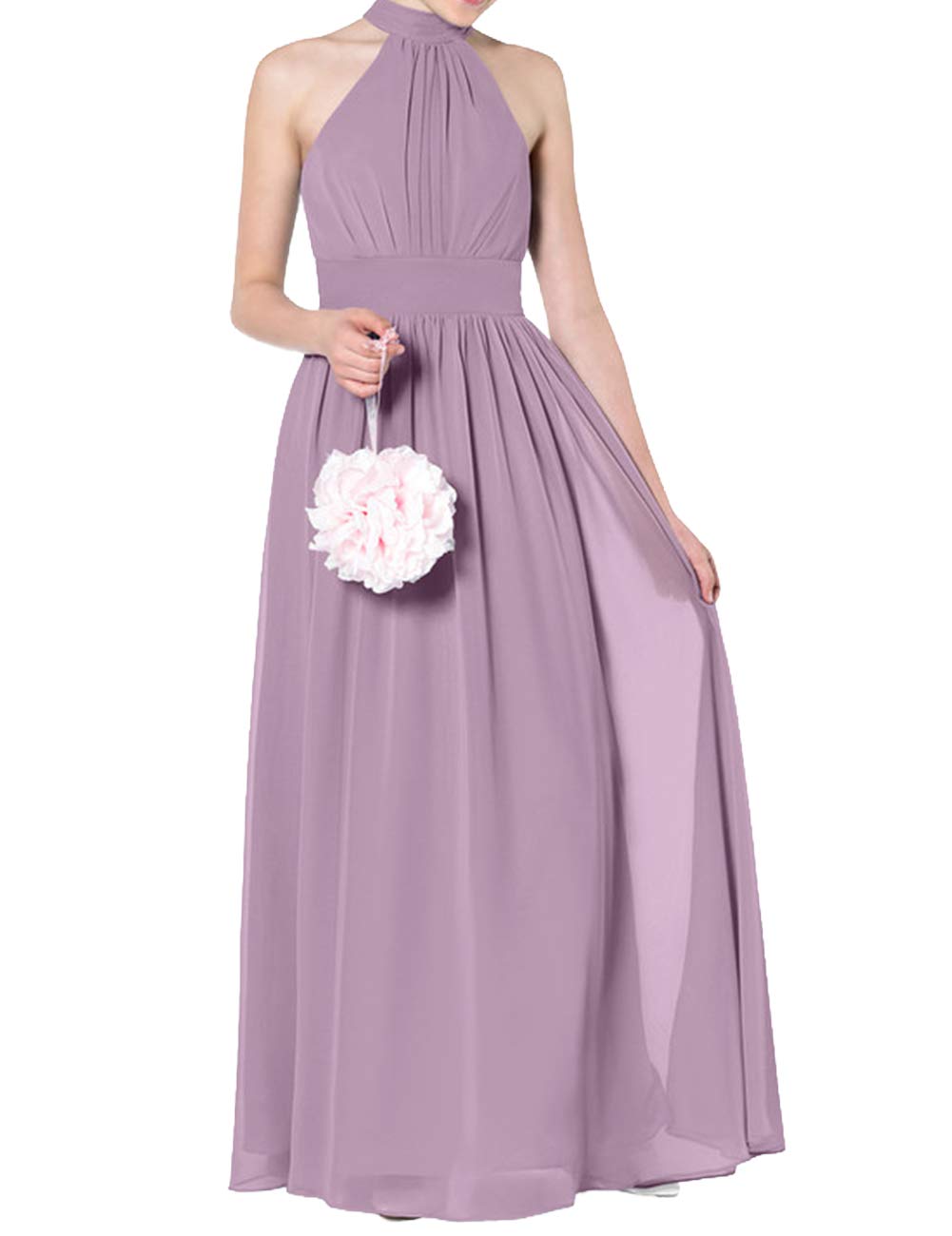 Elegant Long Chiffon Bridesmaid Dresses - Halter Sleeveless Prom & Evening Gowns for Weddings, Parties & Formal Events