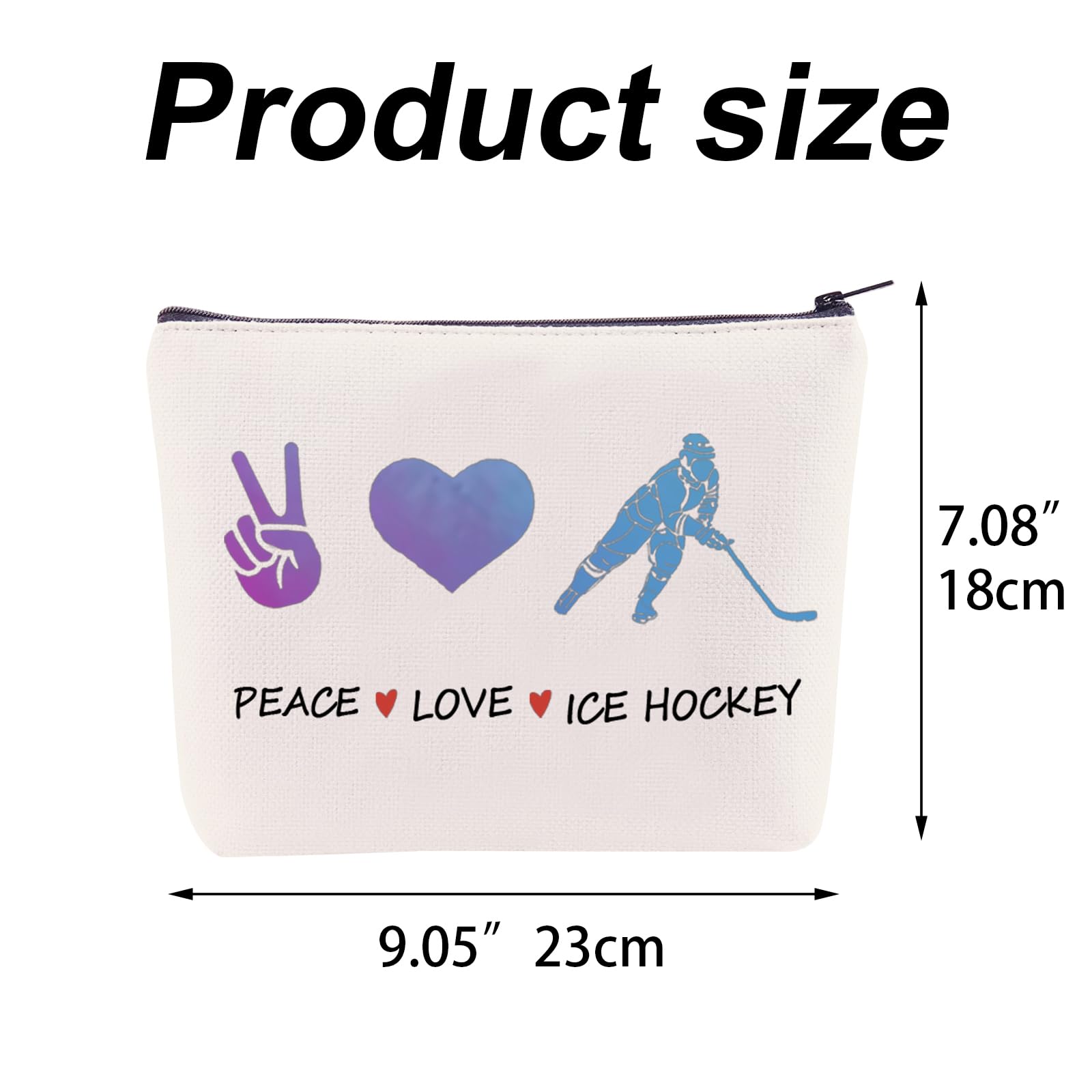 Stylish Canvas Cosmetic Bag - Inspirational Hockey Themed Makeup Pouch with Zipper, Perfect Travel Organizer for Ice Hockey Lovers | Funny & Unique Gift for Women (Birthday, Christmas) | Great for Sports Events, Gym & Daily Makeup Storage