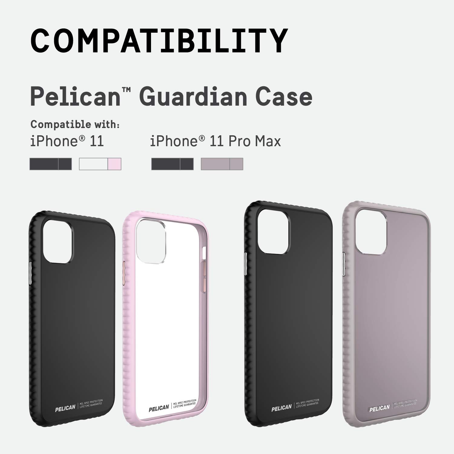 Pelican Guardian Series Military-Grade Drop Tested TPU & Polycarbonate Protective Case for iPhone 11 Pro Max (Taupe) - Shockproof Phone Cover for Outdoor, Work & Travel Protection