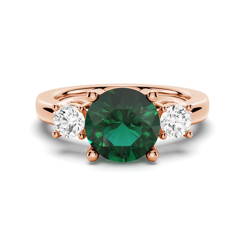 1.5 CT Classic Three Stone Emerald & White Sapphire Ring for Women - Elegant Wedding, Engagement & Anniversary Jewelry Gift