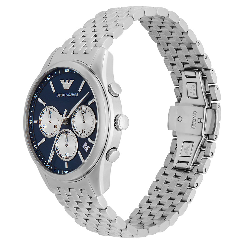Emporio Armani AR11582 Men's Chronograph Watch - Blue Dial, Stainless Steel Band, Water Resistant | Perfect for Business, Casual Wear & Special Occasions