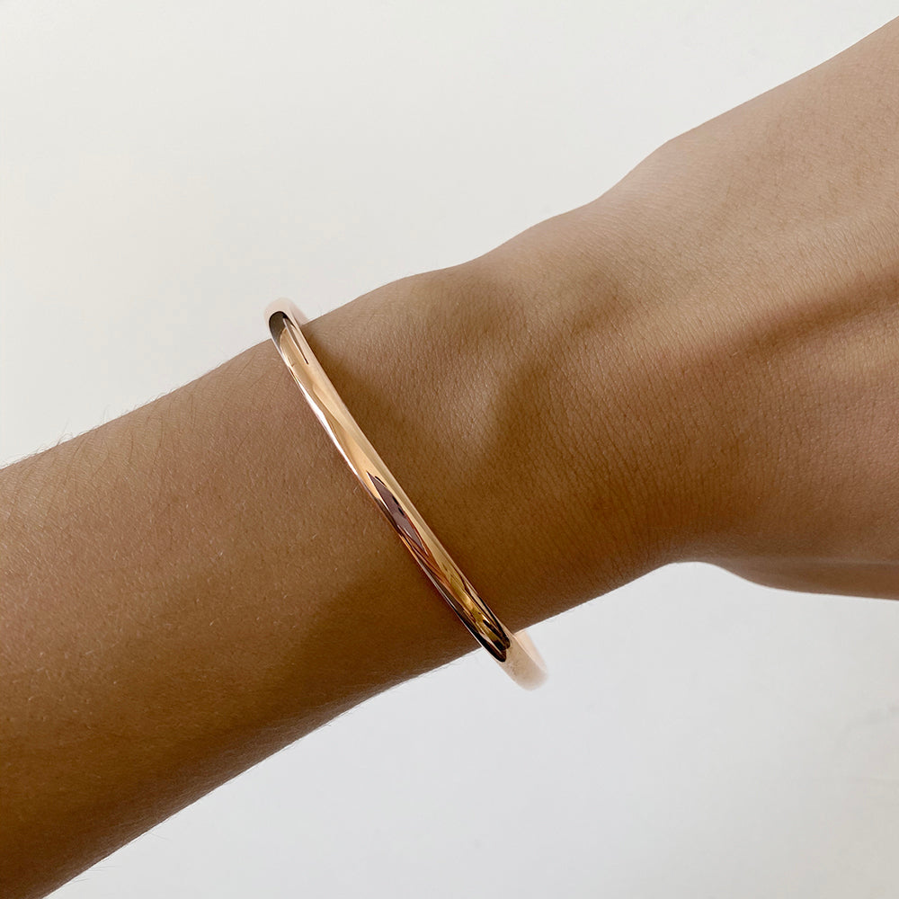 9ct Rose Gold Hollow 4mm x 65mm Bangle Bracelet for Women - Elegant Stackable Jewelry for Everyday Wear & Special Occasions