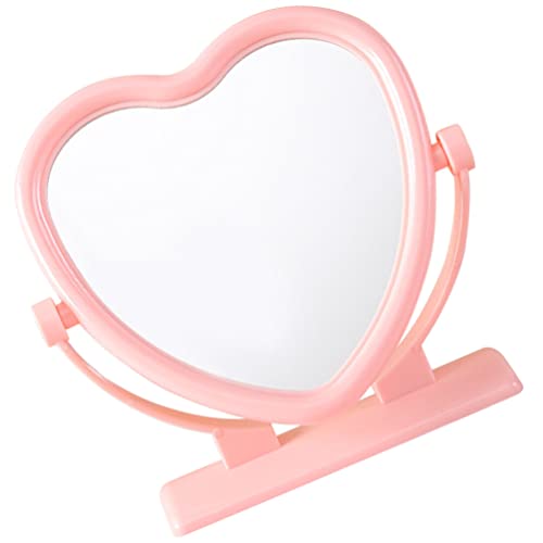 FOMIYES Heart Shaped Vanity Mirror - Double Sided Rotating Makeup Mirror with Stand, 1X/2X Magnification, Portable Cosmetic Mirror for Bathroom, Bedroom, Dressing Table | Perfect for Makeup Application, Skincare Routine & Travel