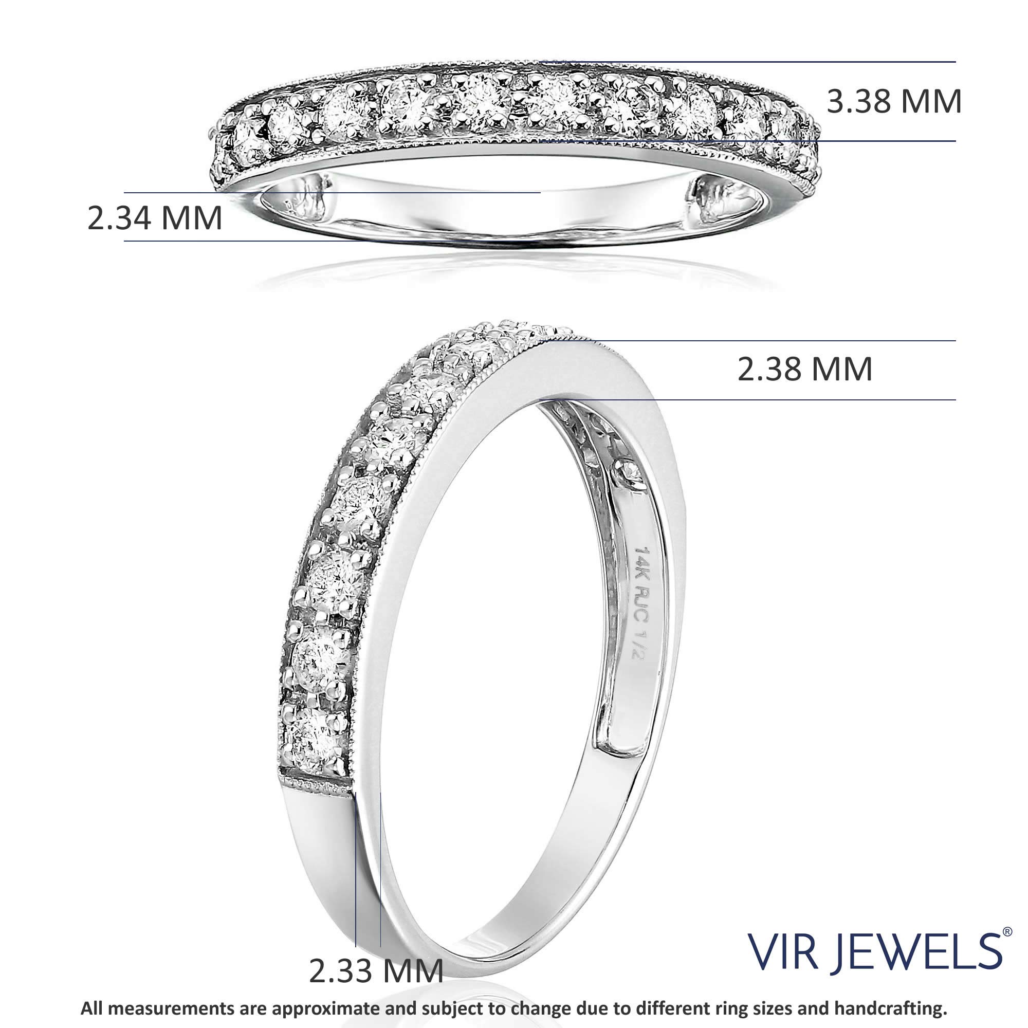 1/5 cttw to 1 cttw Diamond Wedding Band for Women - 14K Gold Milgrain Engagement Ring with Prong Setting, Size 4.5-10 - Perfect for Bridal Jewelry, Anniversary Gifts & Special Occasions